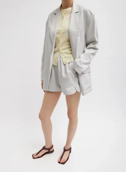 Suits|Pants & Shorts>Tibi Drapey Suiting Pull On Short Stone