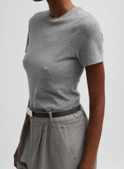 Tops>Tibi Dry Loop Terry Baby T-Shirt Heather Grey