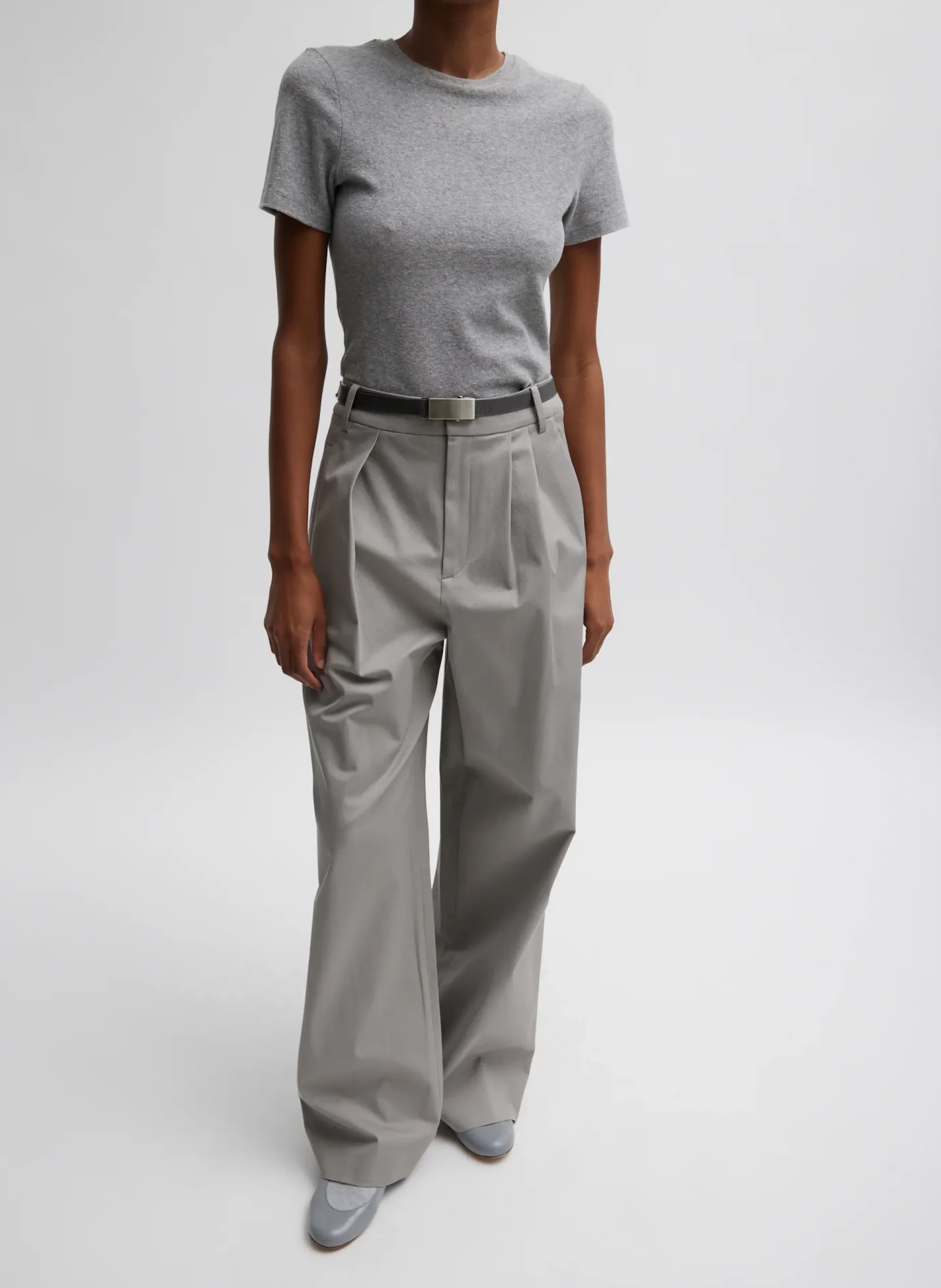 Tops>Tibi Dry Loop Terry Baby T-Shirt Heather Grey