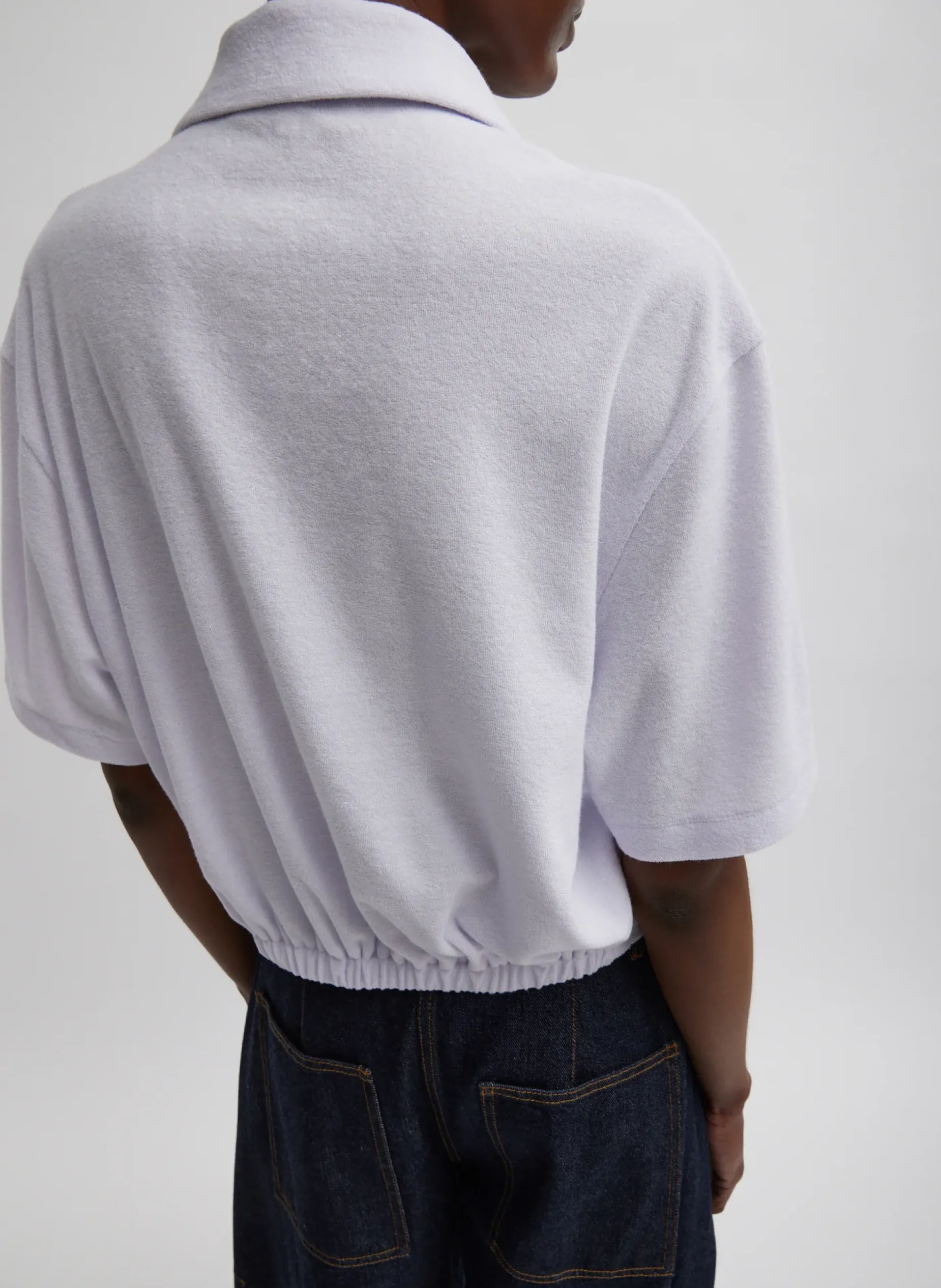 Tops>Tibi Dry Loop Terry Easy Polo Shirt Pale Lavender