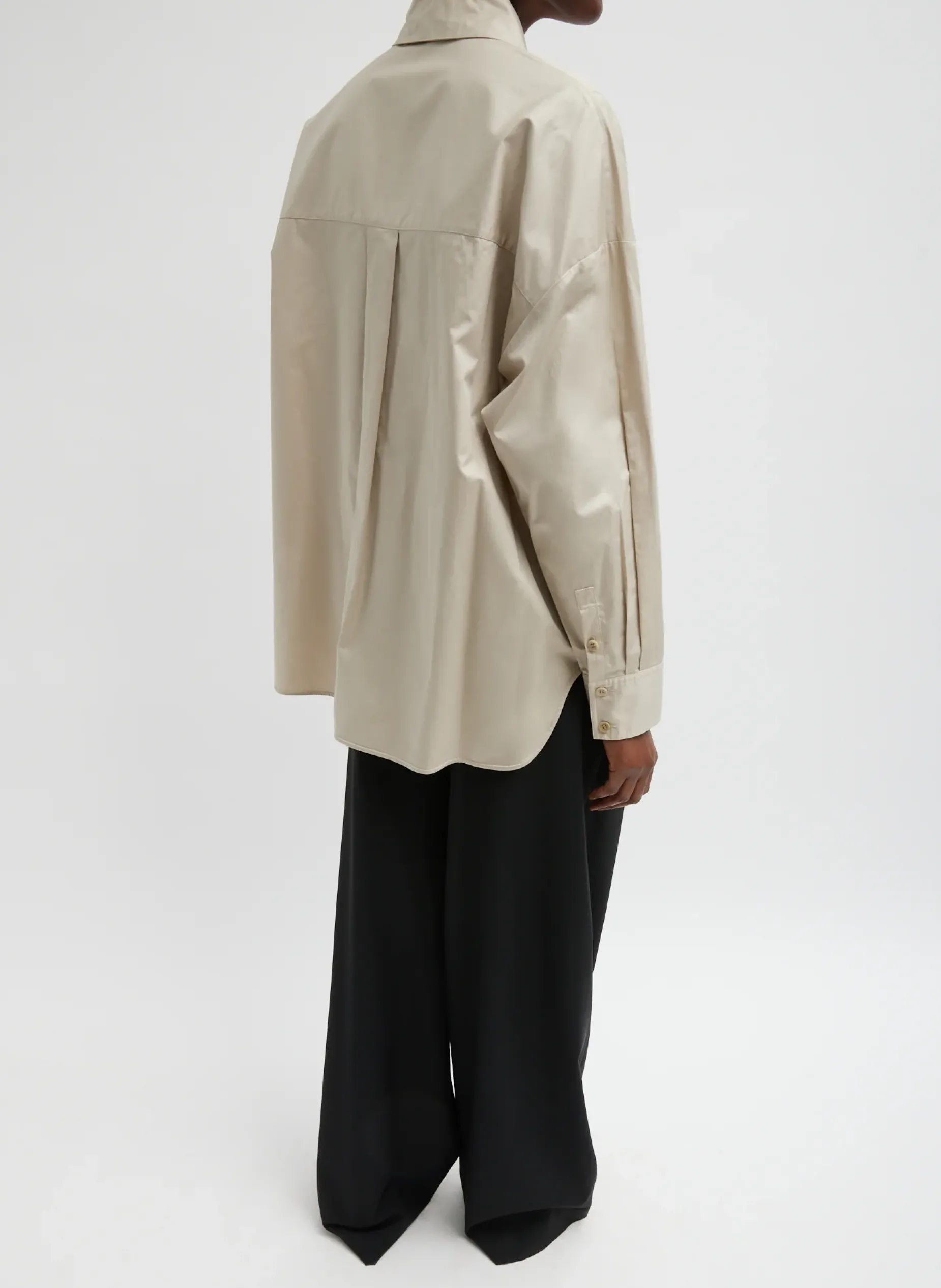 Tops>Tibi Eco Poplin Asymmetrical Shirt Ash
