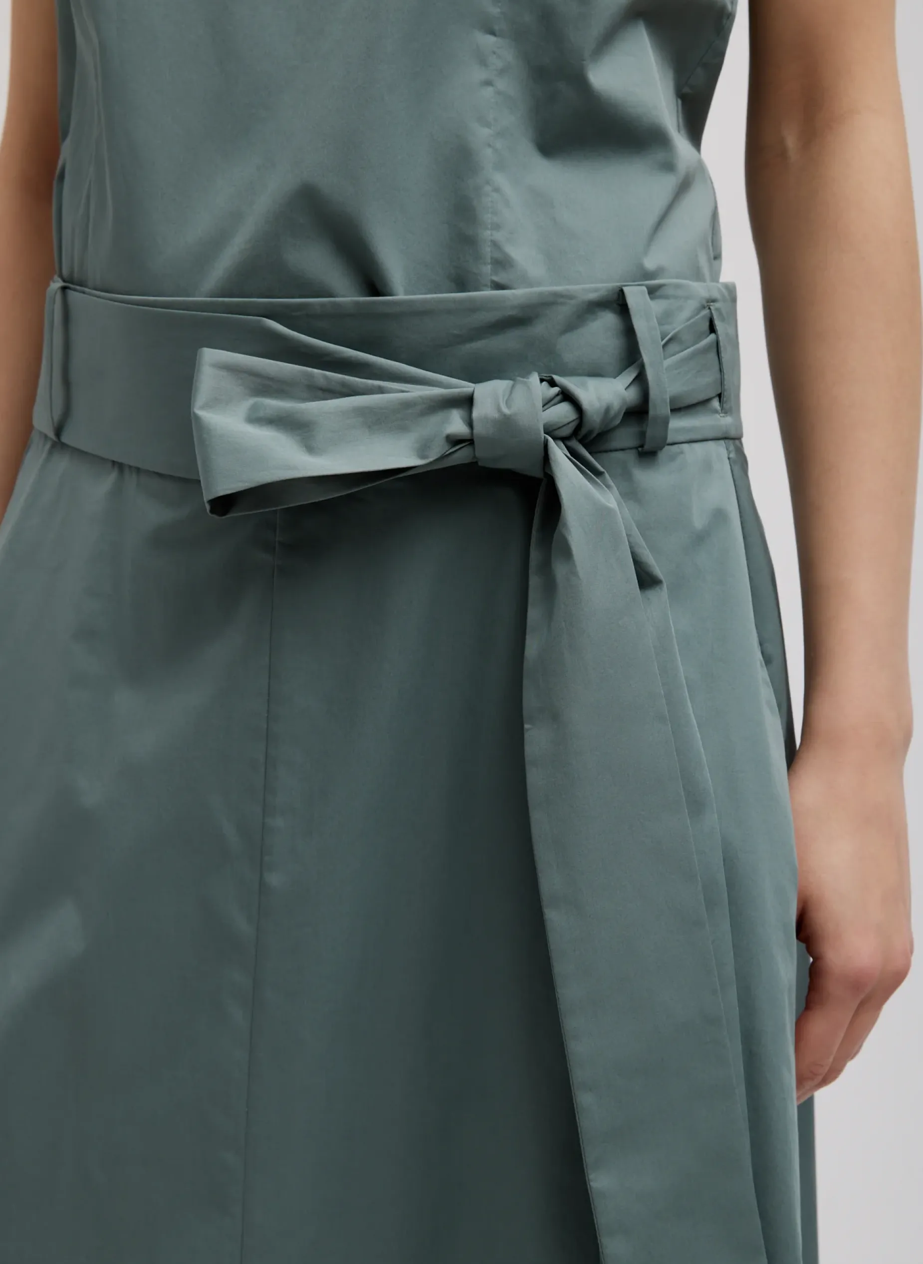 Skirts>Tibi Eco Poplin Back Wrap Skirt Green Limestone