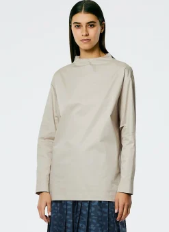Tops>Tibi Eco Poplin Funnelneck Top Ash