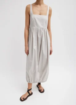 Dresses>Tibi Eco Poplin Square Neck Sculpted Dress Stone