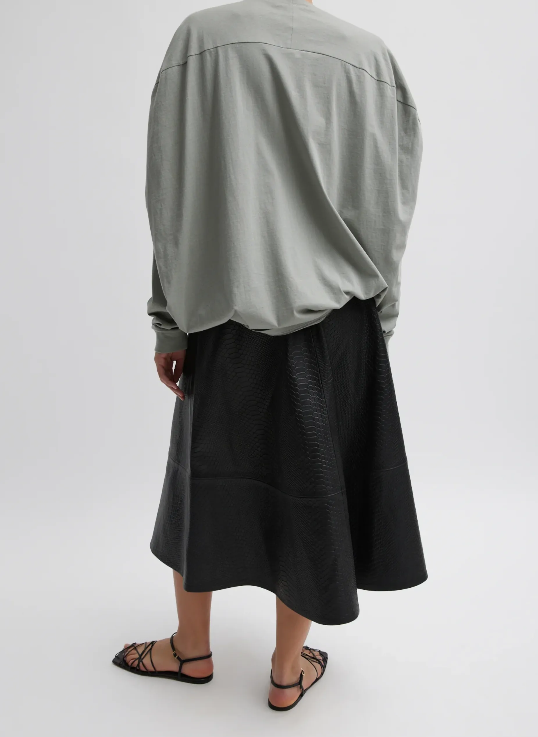 Skirts>Tibi Embossed Python Circle Skirt Black