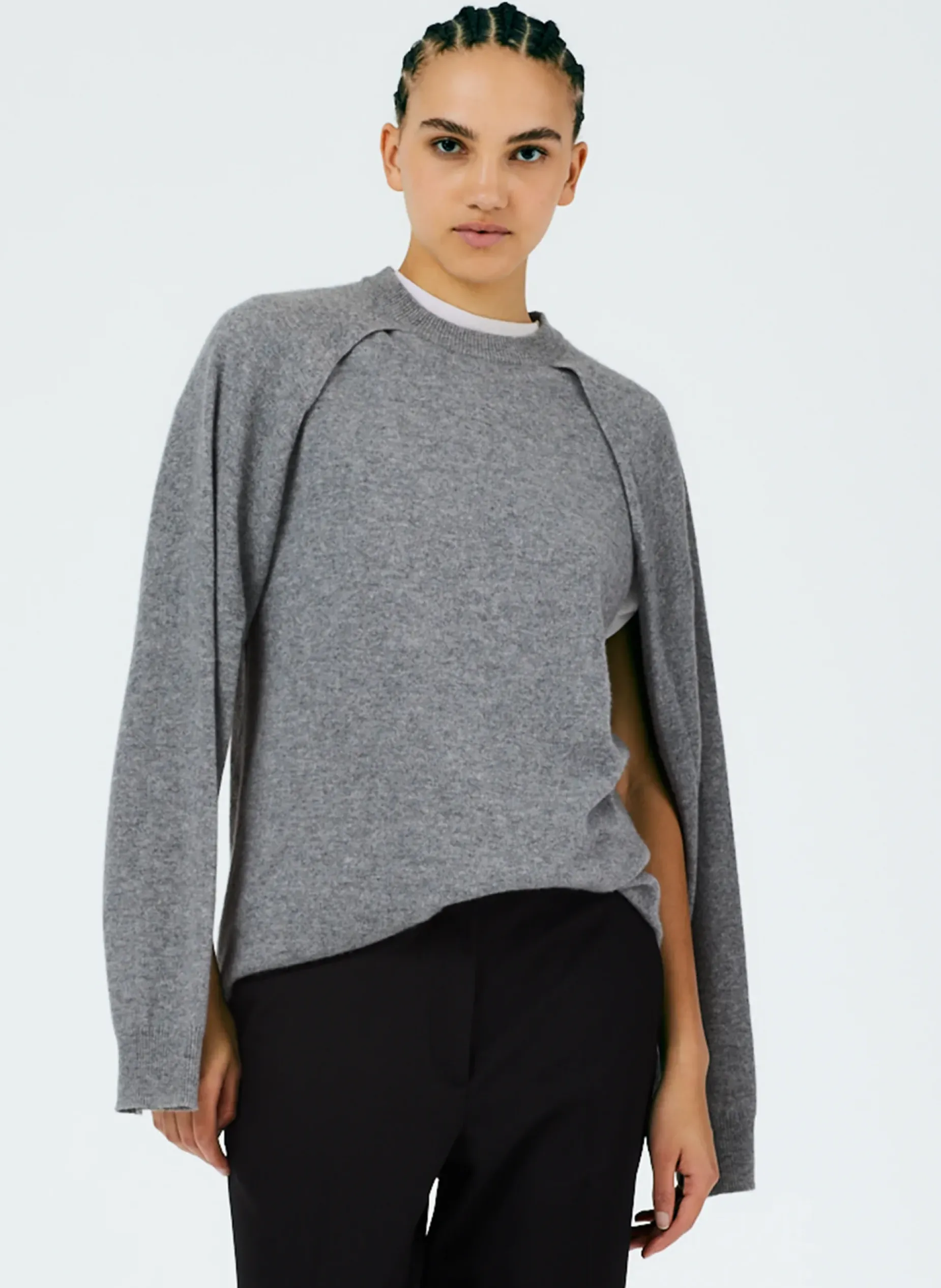 Knitwear & Sweatshirts|Fundamentals - WOFs>Tibi Feather Weight Cashmere Easy Cocoon Tunic Heather Grey
