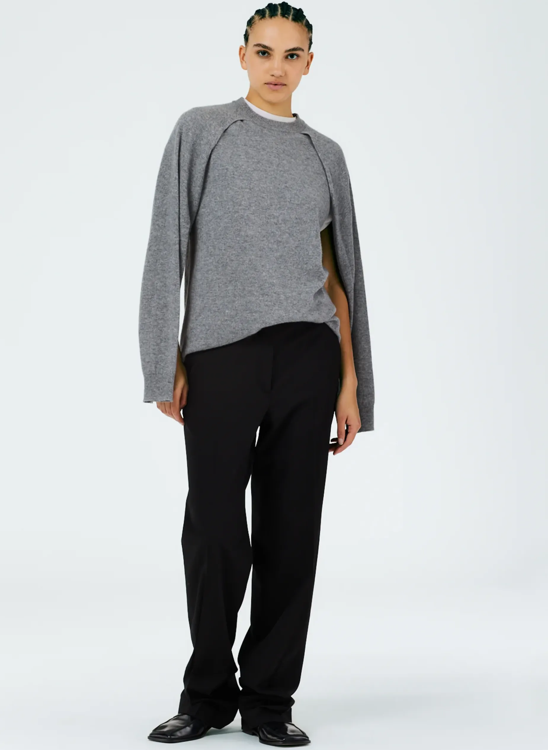 Knitwear & Sweatshirts|Fundamentals - WOFs>Tibi Feather Weight Cashmere Easy Cocoon Tunic Heather Grey