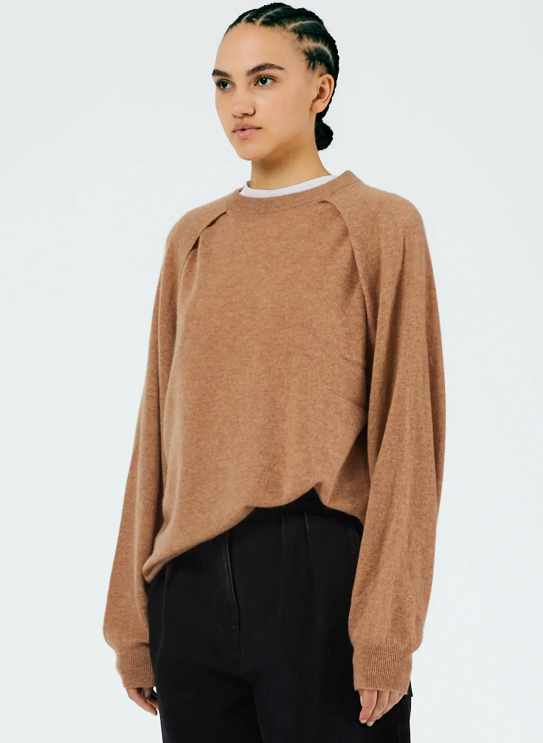 Knitwear & Sweatshirts|Fundamentals - WOFs>Tibi Feather Weight Cashmere Easy Cocoon Tunic Sand