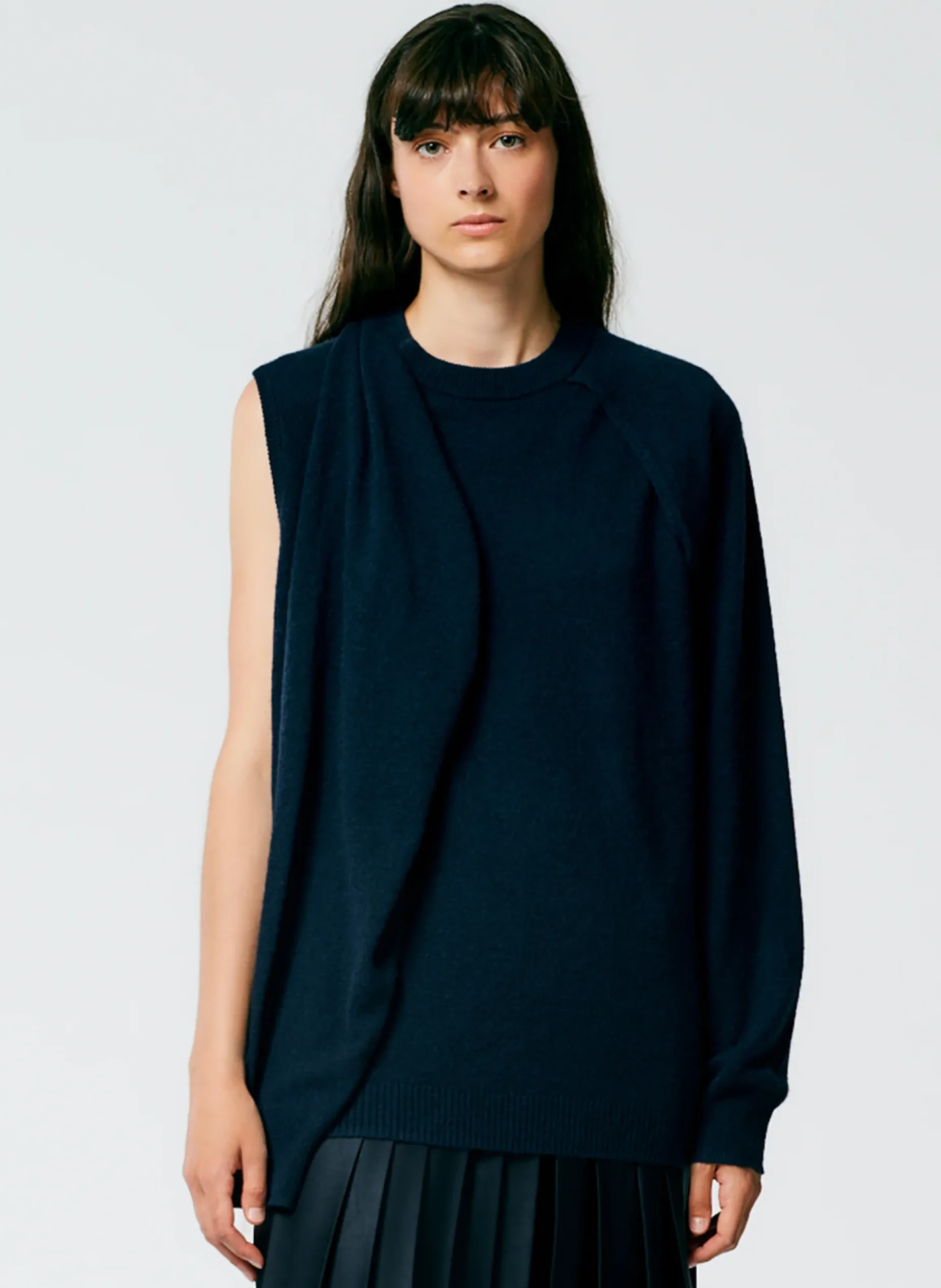 Knitwear & Sweatshirts|Fundamentals - WOFs>Tibi Feather Weight Cashmere Easy Cocoon Tunic Navy