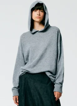 Leisure Sets|Knitwear & Sweatshirts>Tibi Feather Weight Cashmere Easy Men's Hoodie Heather Grey