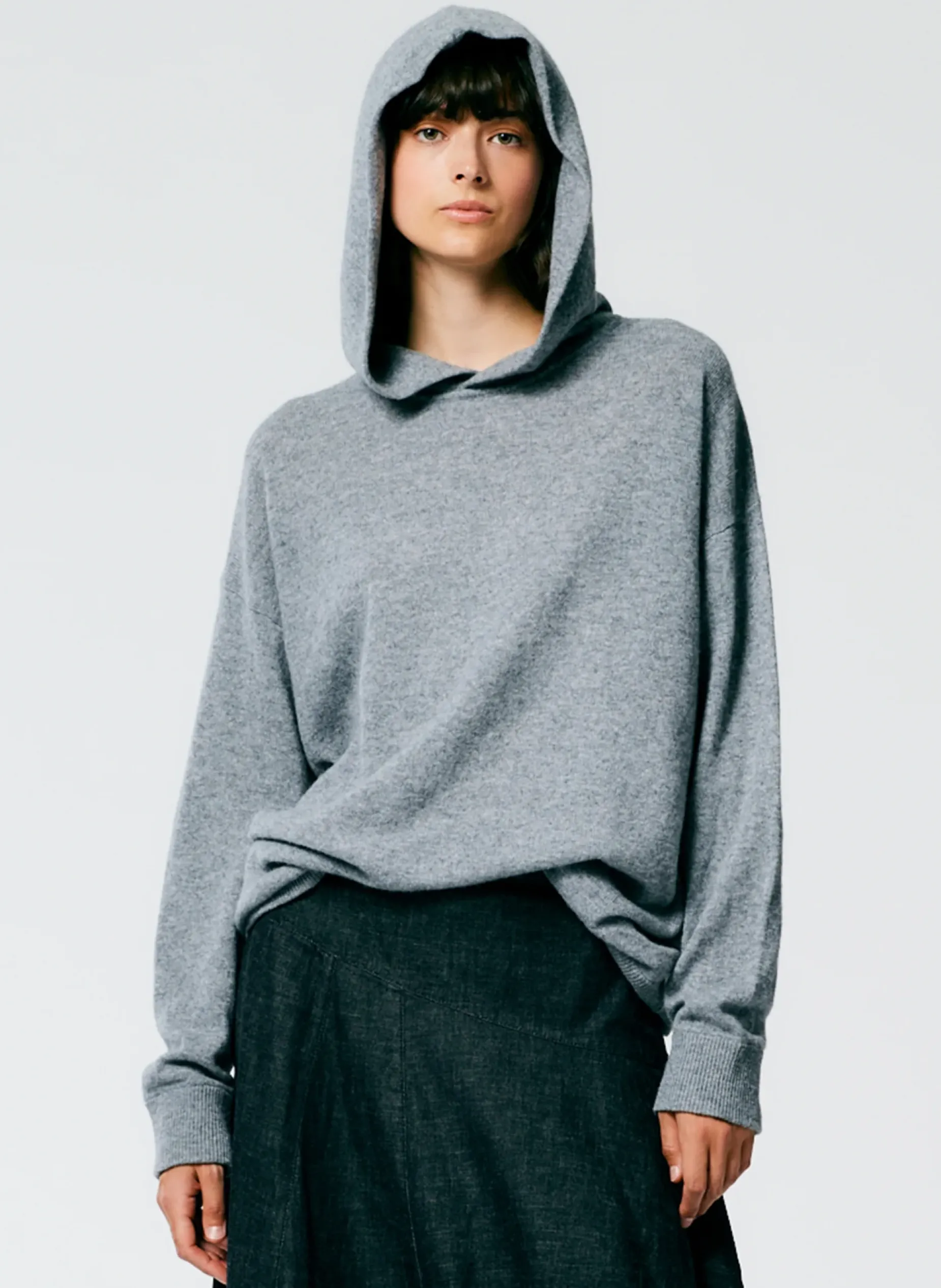 Leisure Sets|Knitwear & Sweatshirts>Tibi Feather Weight Cashmere Easy Men's Hoodie Heather Grey