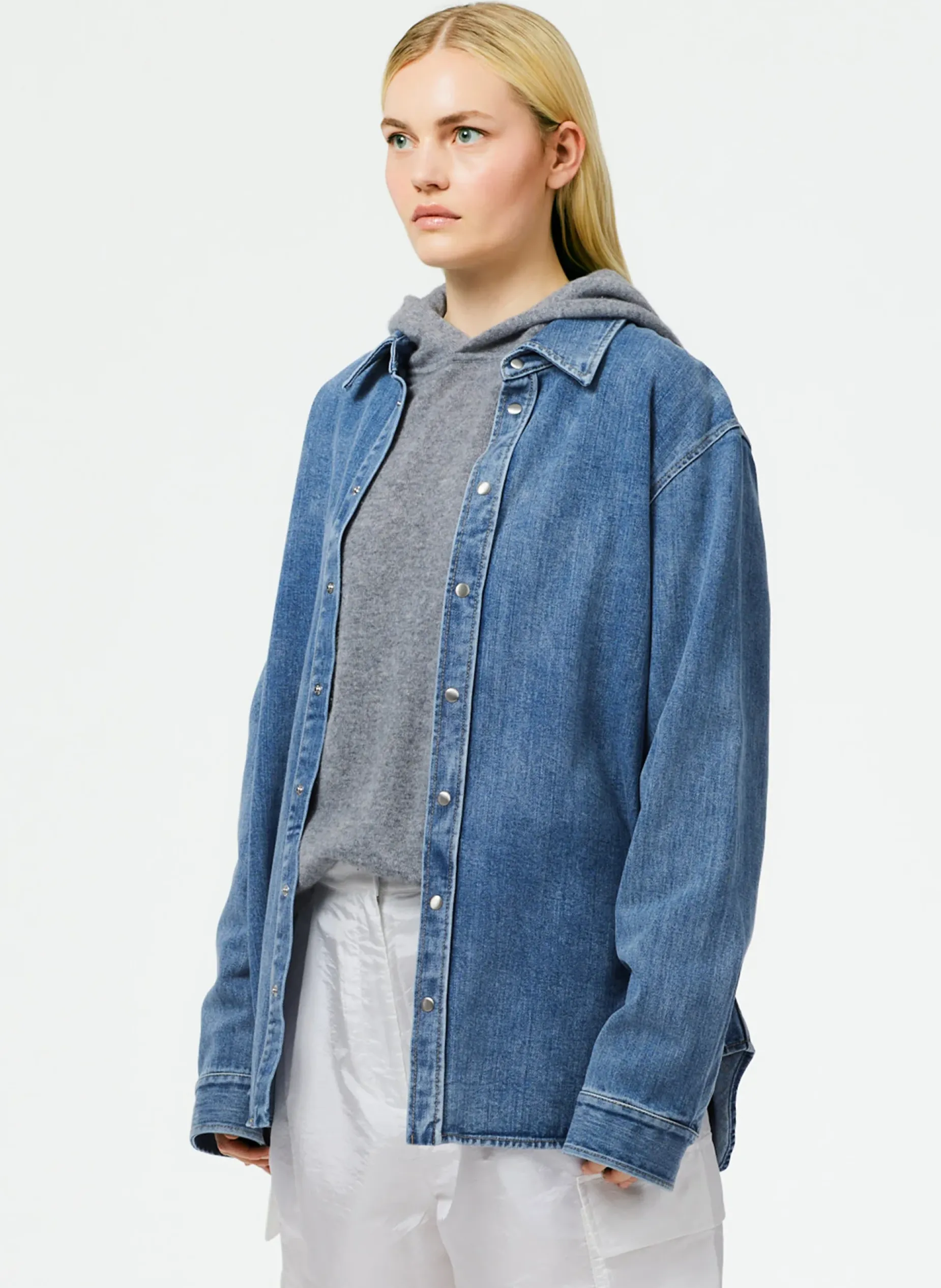 Leisure Sets|Knitwear & Sweatshirts>Tibi Feather Weight Cashmere Easy Men's Hoodie Heather Grey
