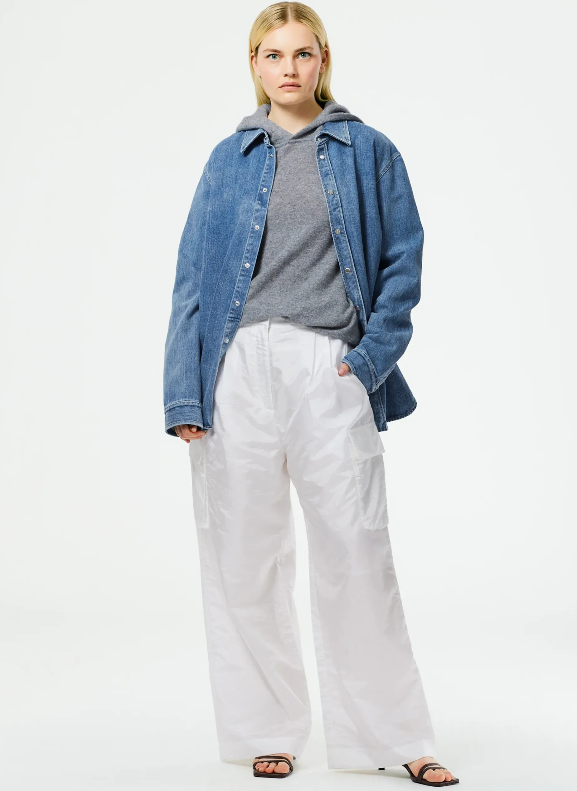 Leisure Sets|Knitwear & Sweatshirts>Tibi Feather Weight Cashmere Easy Men's Hoodie Heather Grey