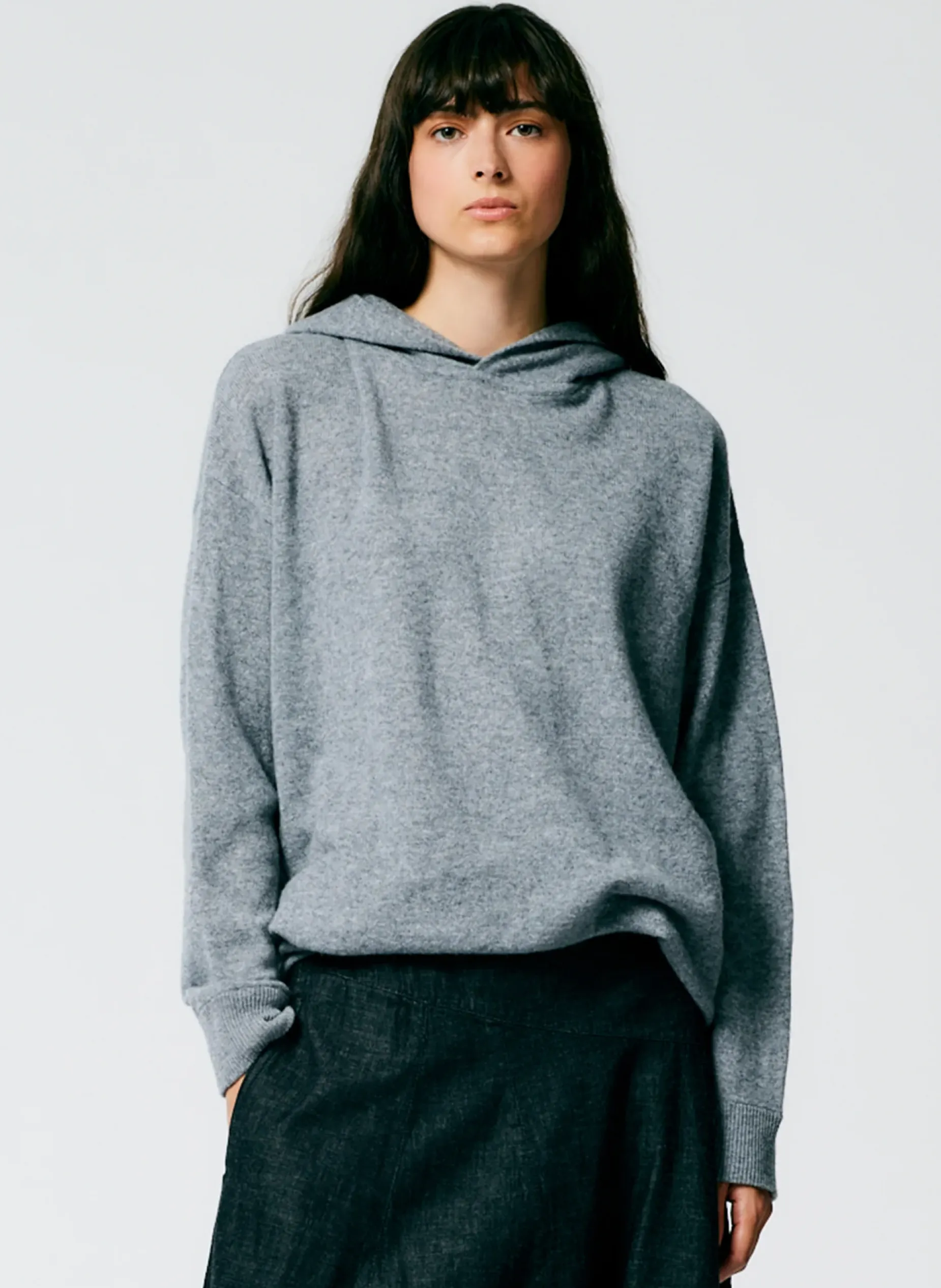 Leisure Sets|Knitwear & Sweatshirts>Tibi Feather Weight Cashmere Easy Men's Hoodie Heather Grey