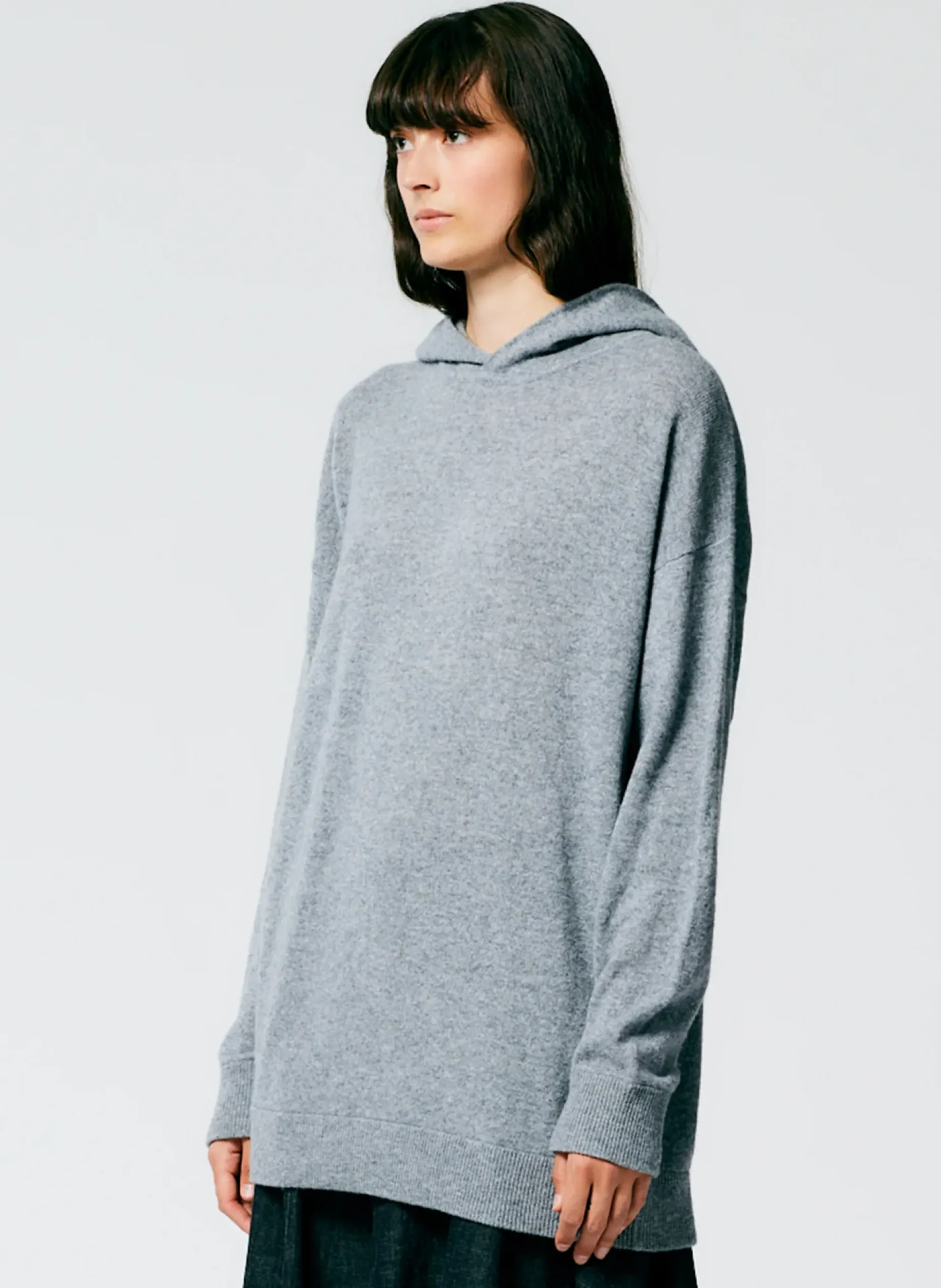 Leisure Sets|Knitwear & Sweatshirts>Tibi Feather Weight Cashmere Easy Men's Hoodie Heather Grey