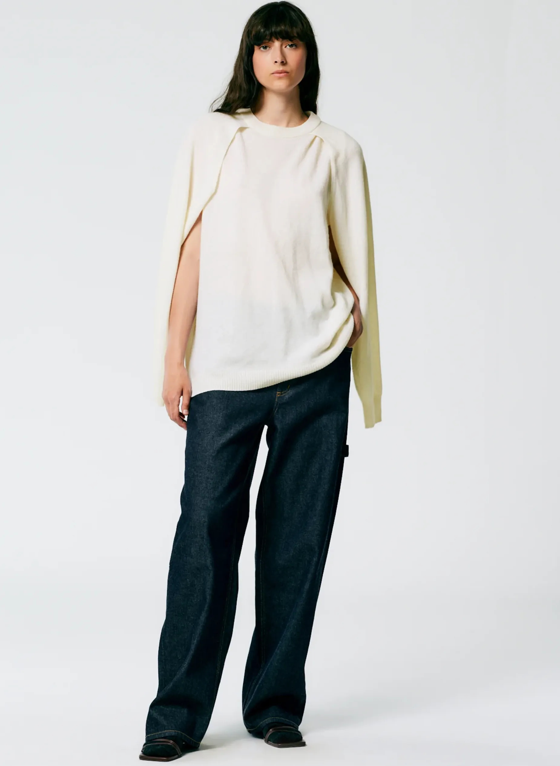 Knitwear & Sweatshirts|Fundamentals - WOFs>Tibi Feather Weight Cashmere Easy Cocoon Tunic Ivory