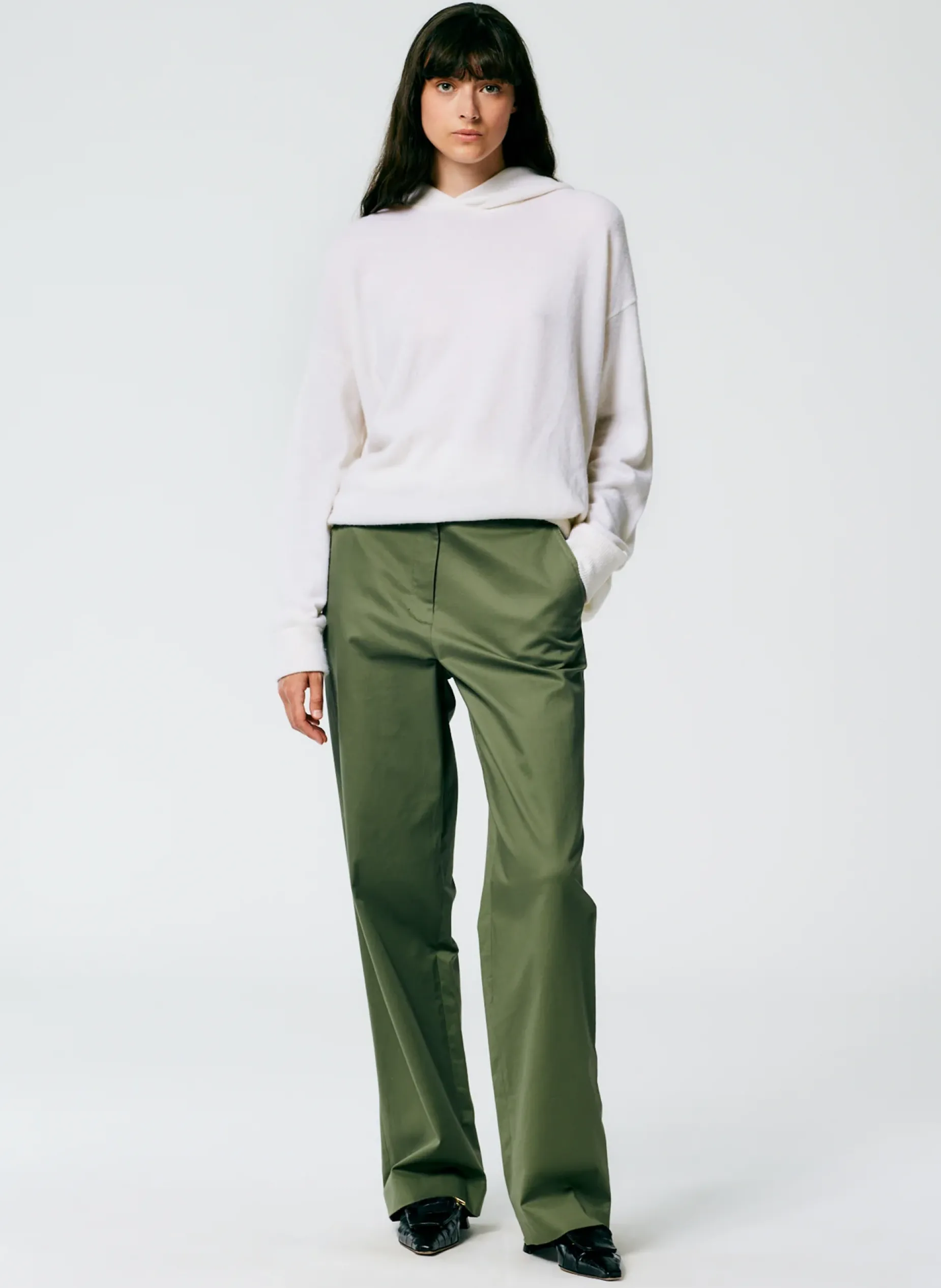 Leisure Sets|Knitwear & Sweatshirts>Tibi Feather Weight Cashmere Easy Men's Hoodie Ivory