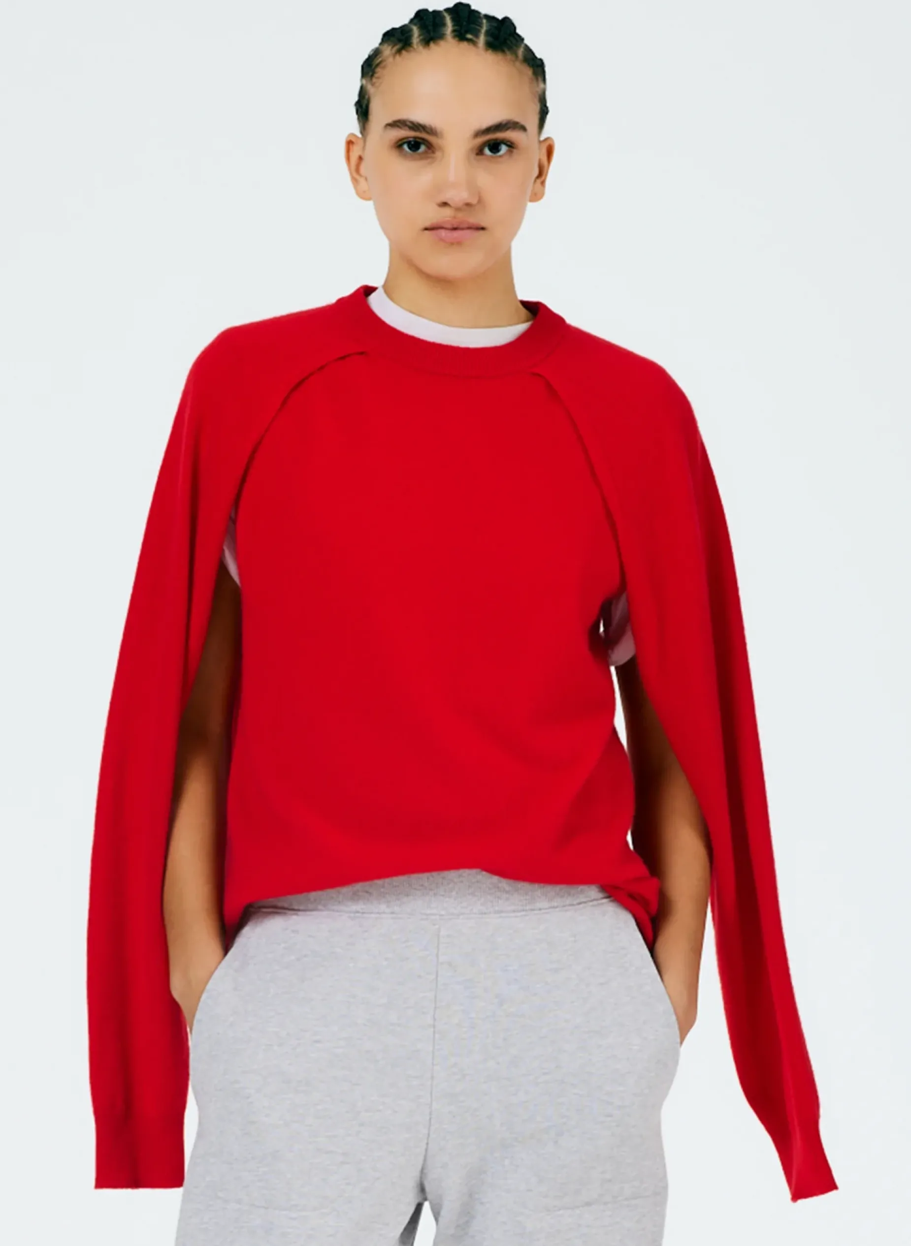 Knitwear & Sweatshirts|Fundamentals - WOFs>Tibi Feather Weight Cashmere Easy Cocoon Tunic Red