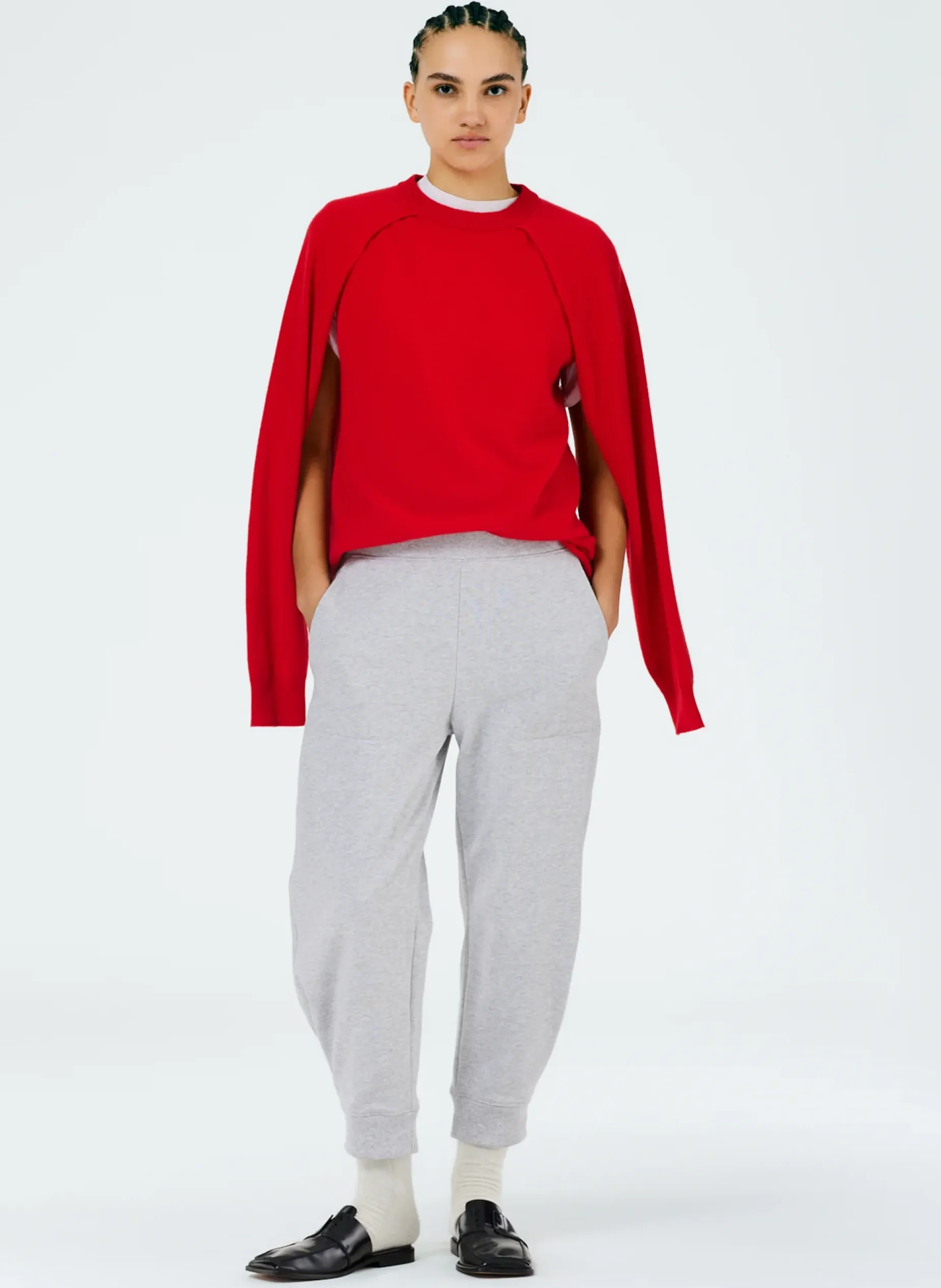 Knitwear & Sweatshirts|Fundamentals - WOFs>Tibi Feather Weight Cashmere Easy Cocoon Tunic Red