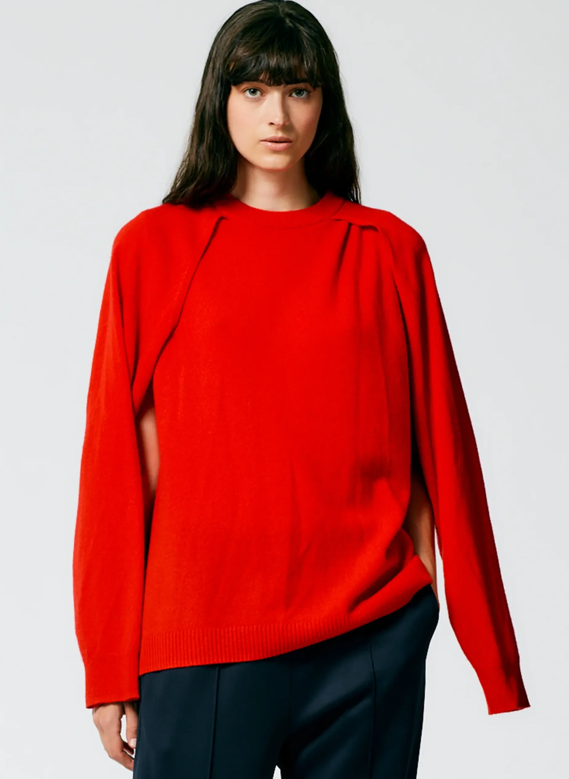 Knitwear & Sweatshirts|Fundamentals - WOFs>Tibi Feather Weight Cashmere Easy Cocoon Tunic Red