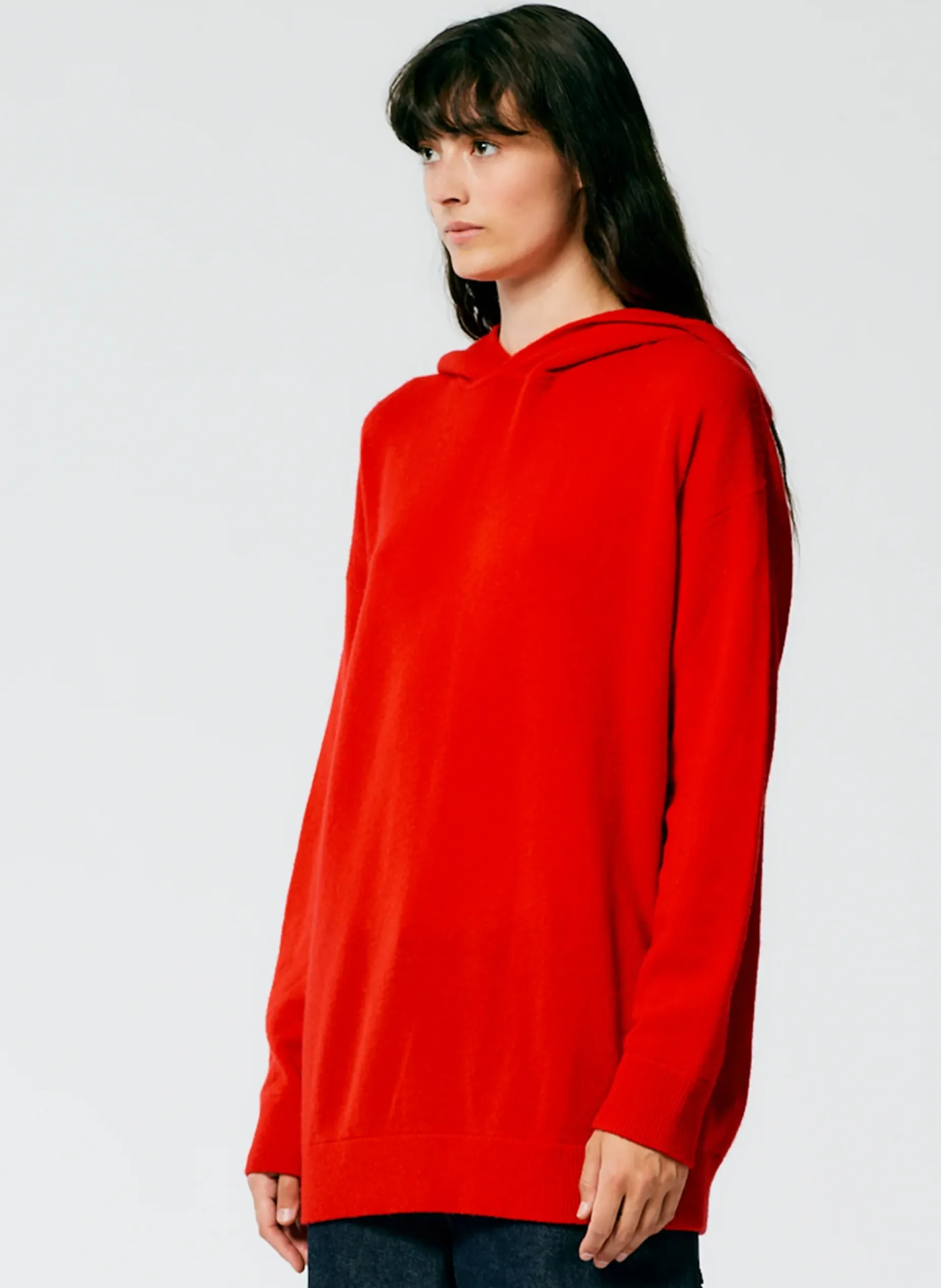 Leisure Sets|Knitwear & Sweatshirts>Tibi Feather Weight Cashmere Easy Mens Hoodie Red