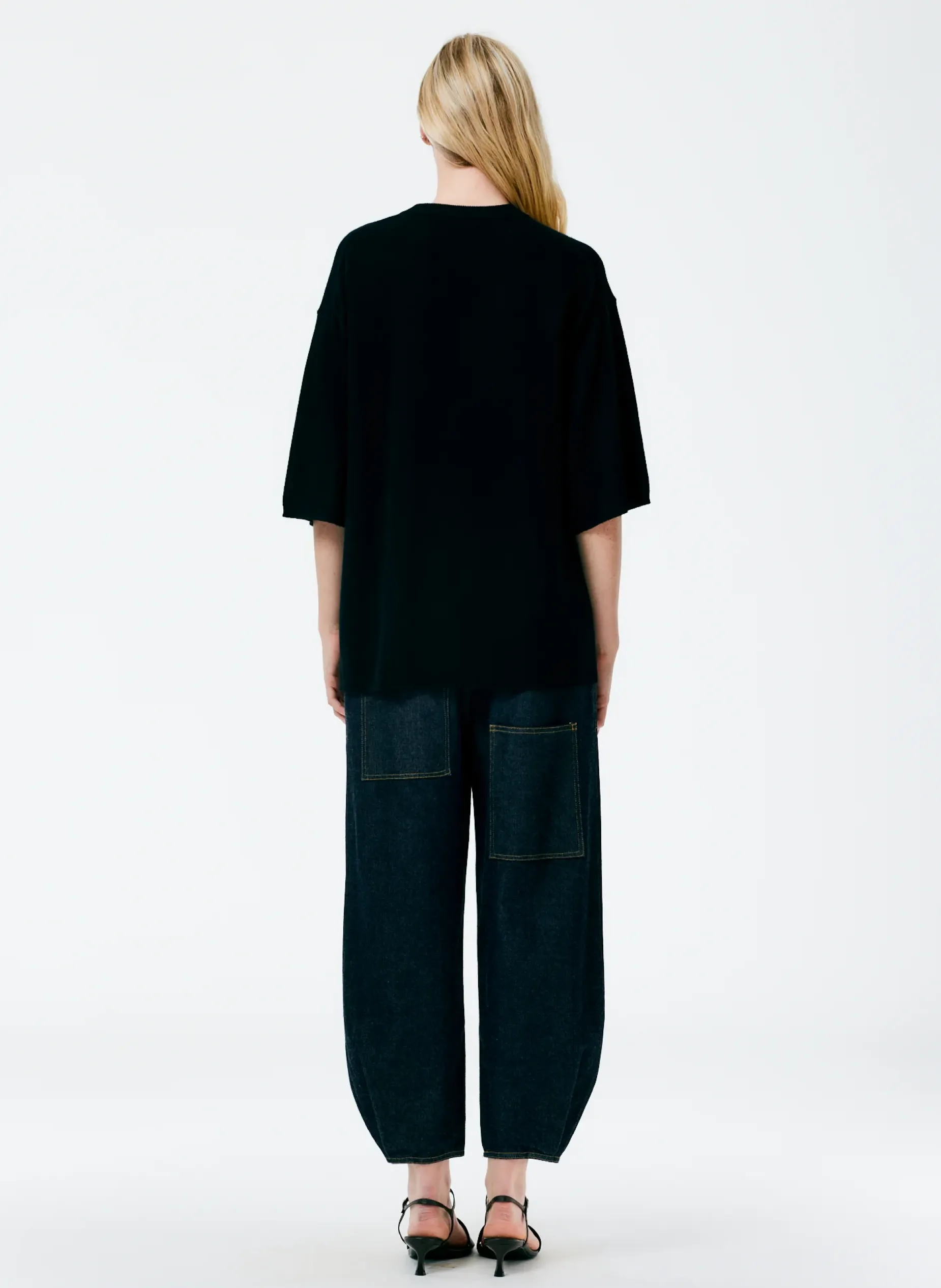 Knitwear & Sweatshirts|Fundamentals - WOFs>Tibi Feather Weight Cashmere Oversized Easy T-Shirt Black