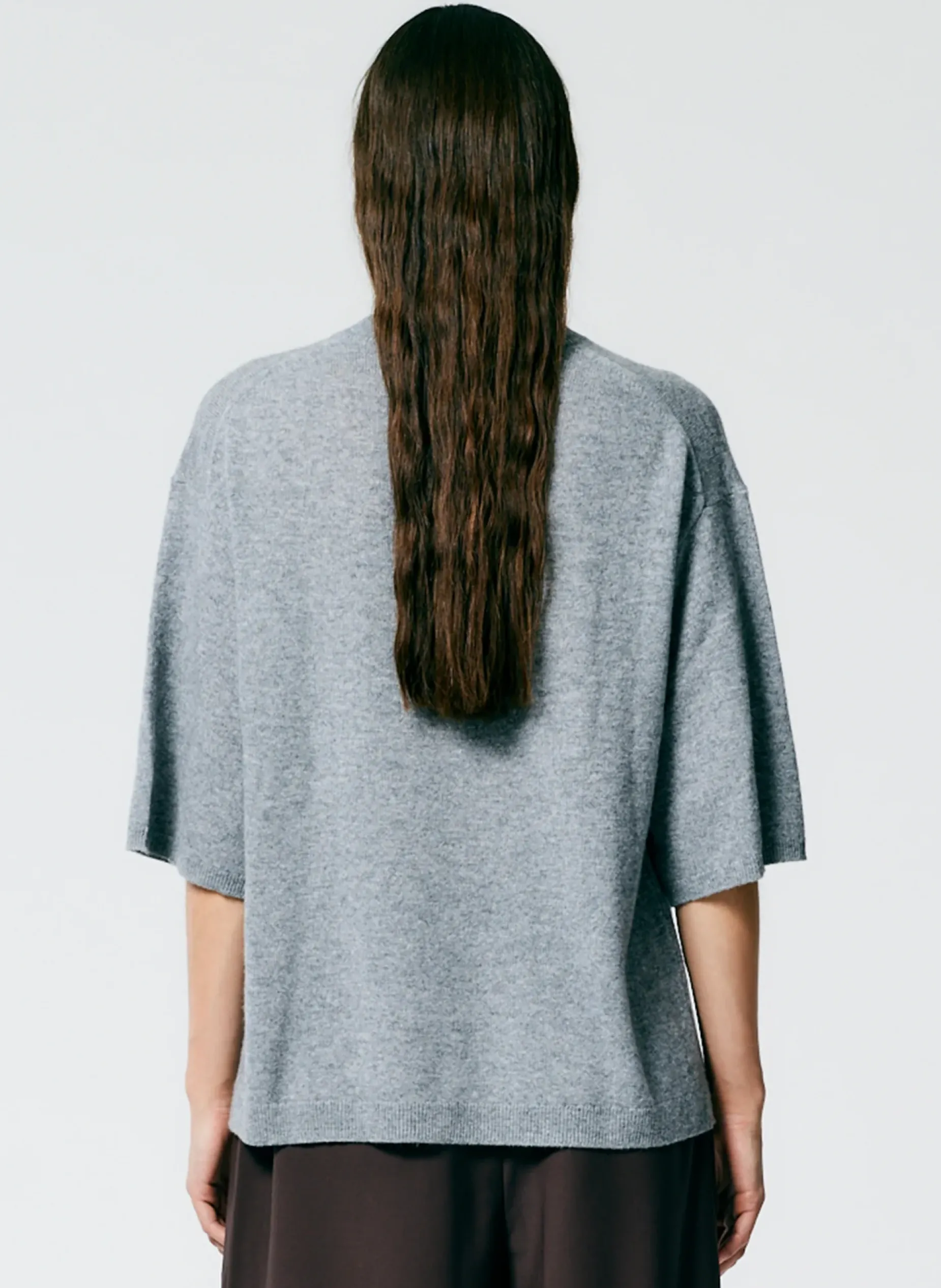 Knitwear & Sweatshirts|Fundamentals - WOFs>Tibi Feather Weight Cashmere Oversized Easy T-Shirt Heather Grey