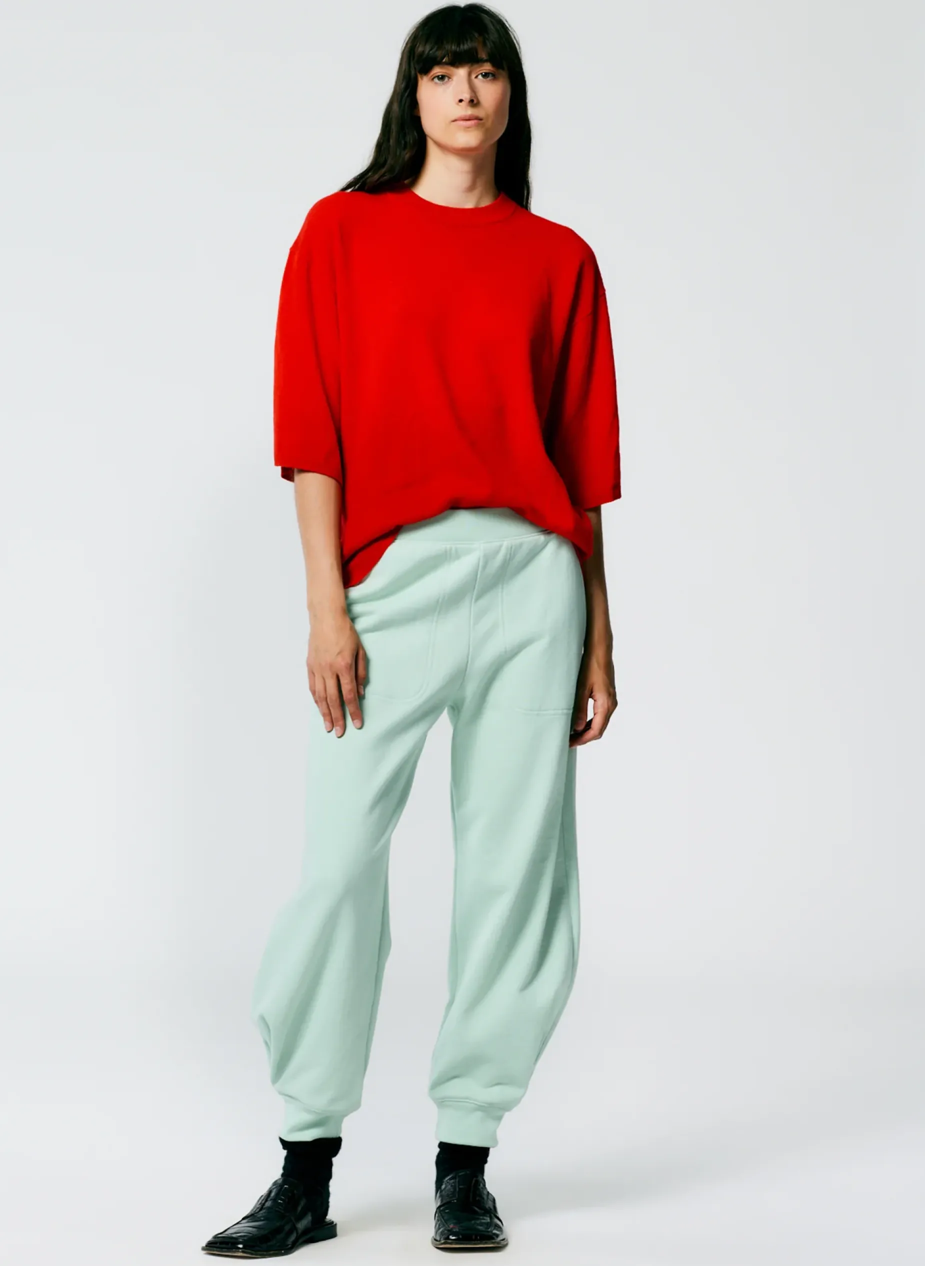 Knitwear & Sweatshirts|Fundamentals - WOFs>Tibi Feather Weight Cashmere Oversized Easy T-Shirt Red