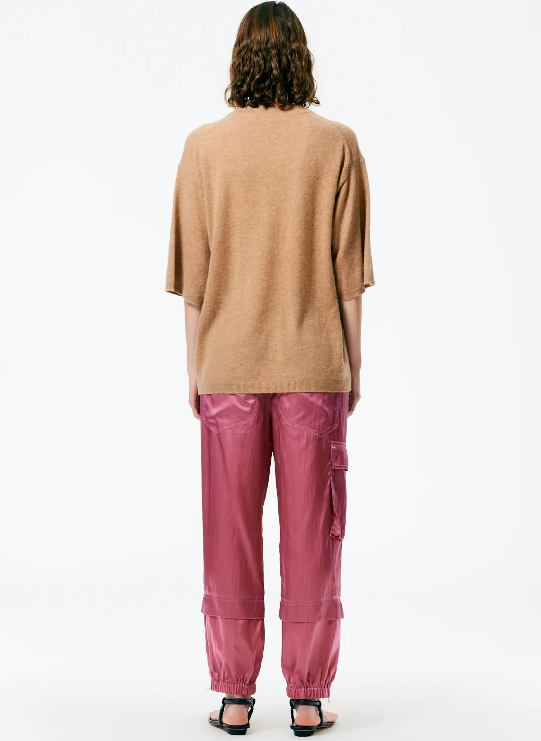 Knitwear & Sweatshirts|Fundamentals - WOFs>Tibi Feather Weight Cashmere Oversized Easy T-Shirt Sand