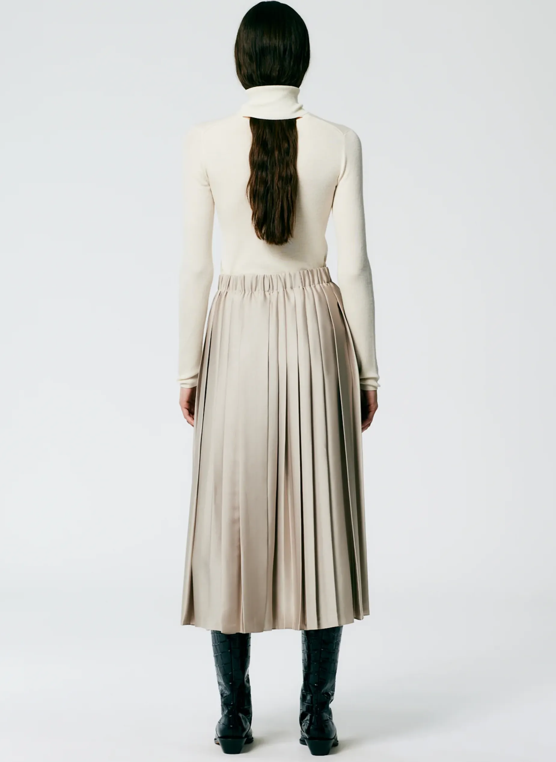 Skirts|Fundamentals - WOFs>Tibi Feather Weight Pleated Pull On Skirt Light Tan