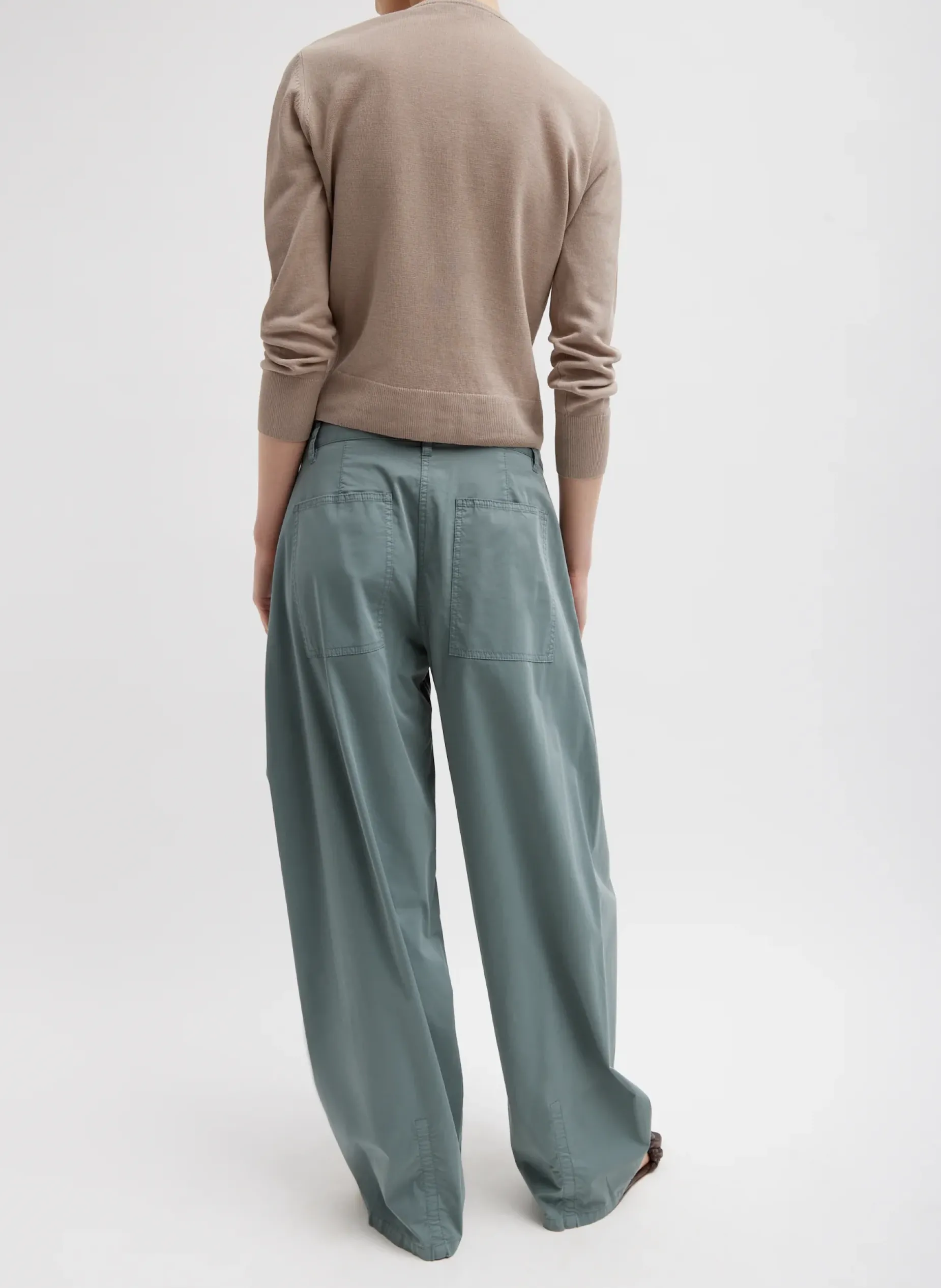 Pants & Shorts>Tibi Garment Dyed Silky Cotton Sid Pant Green Limestone