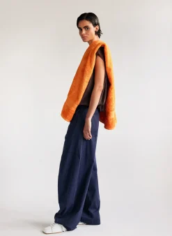 Pants & Shorts>Tibi Garment Dyed Silky Cotton Sid Pant Navy