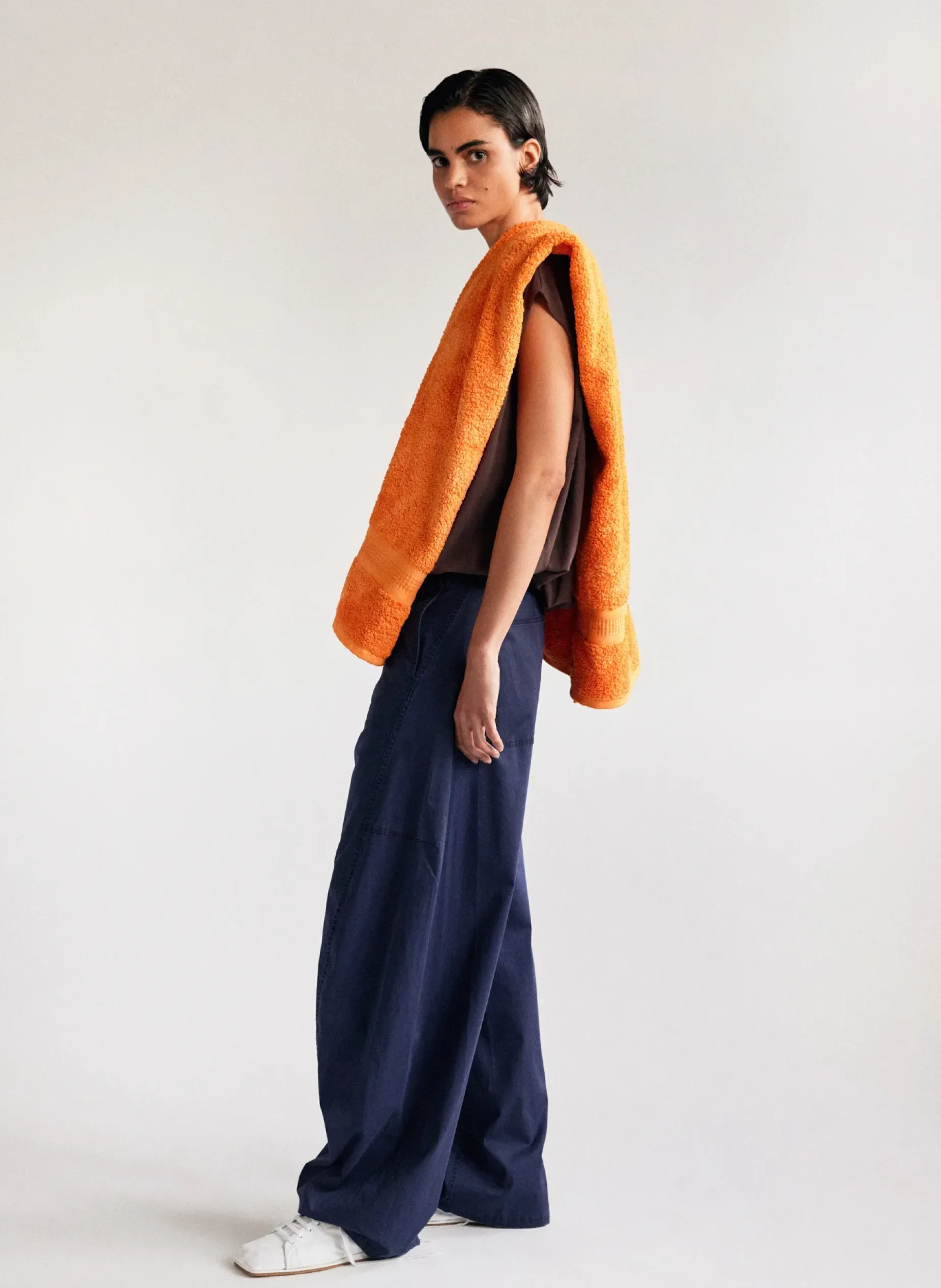 Pants & Shorts>Tibi Garment Dyed Silky Cotton Sid Pant Navy