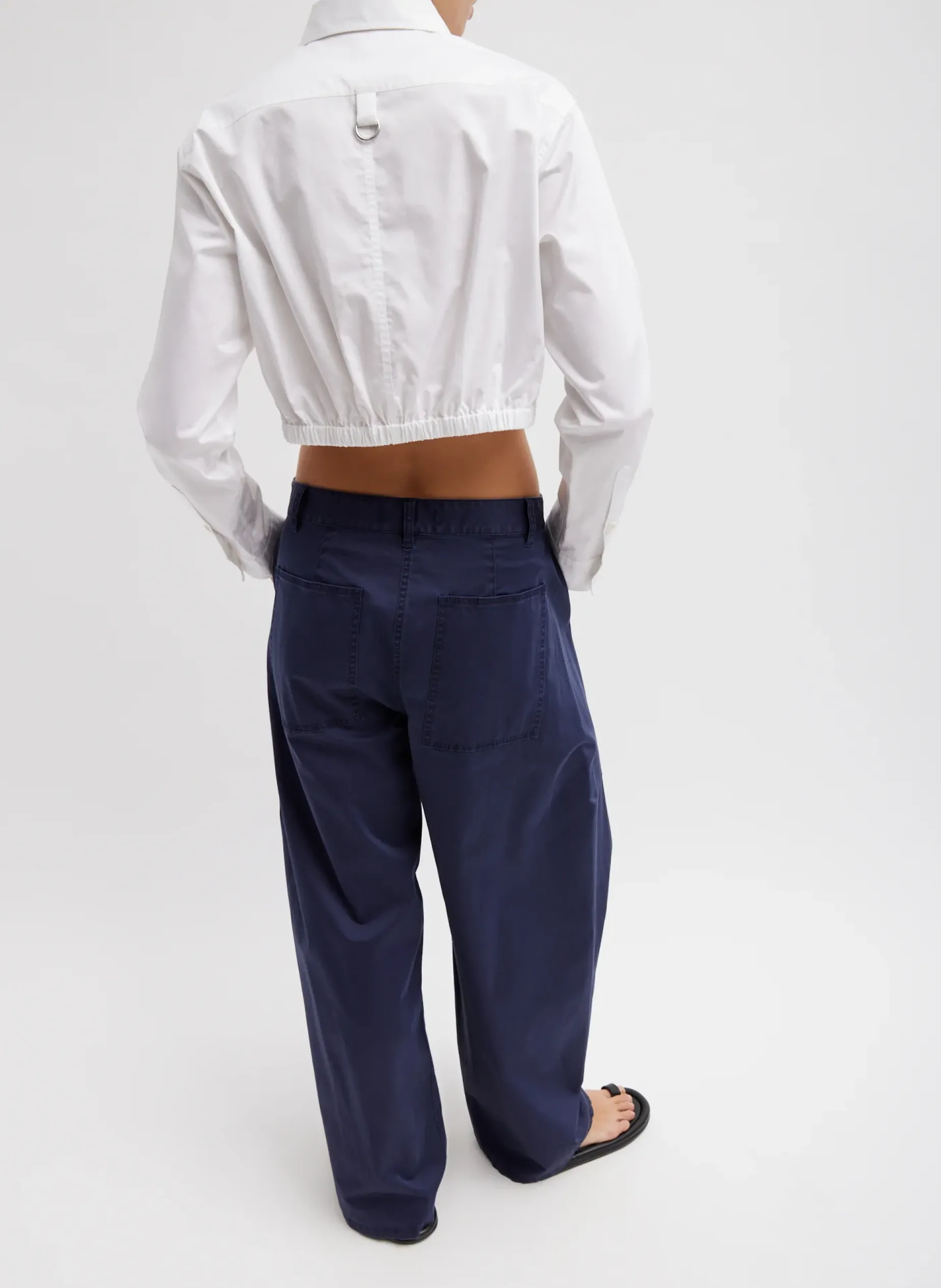 Pants & Shorts>Tibi Garment Dyed Silky Cotton Sid Pant Navy
