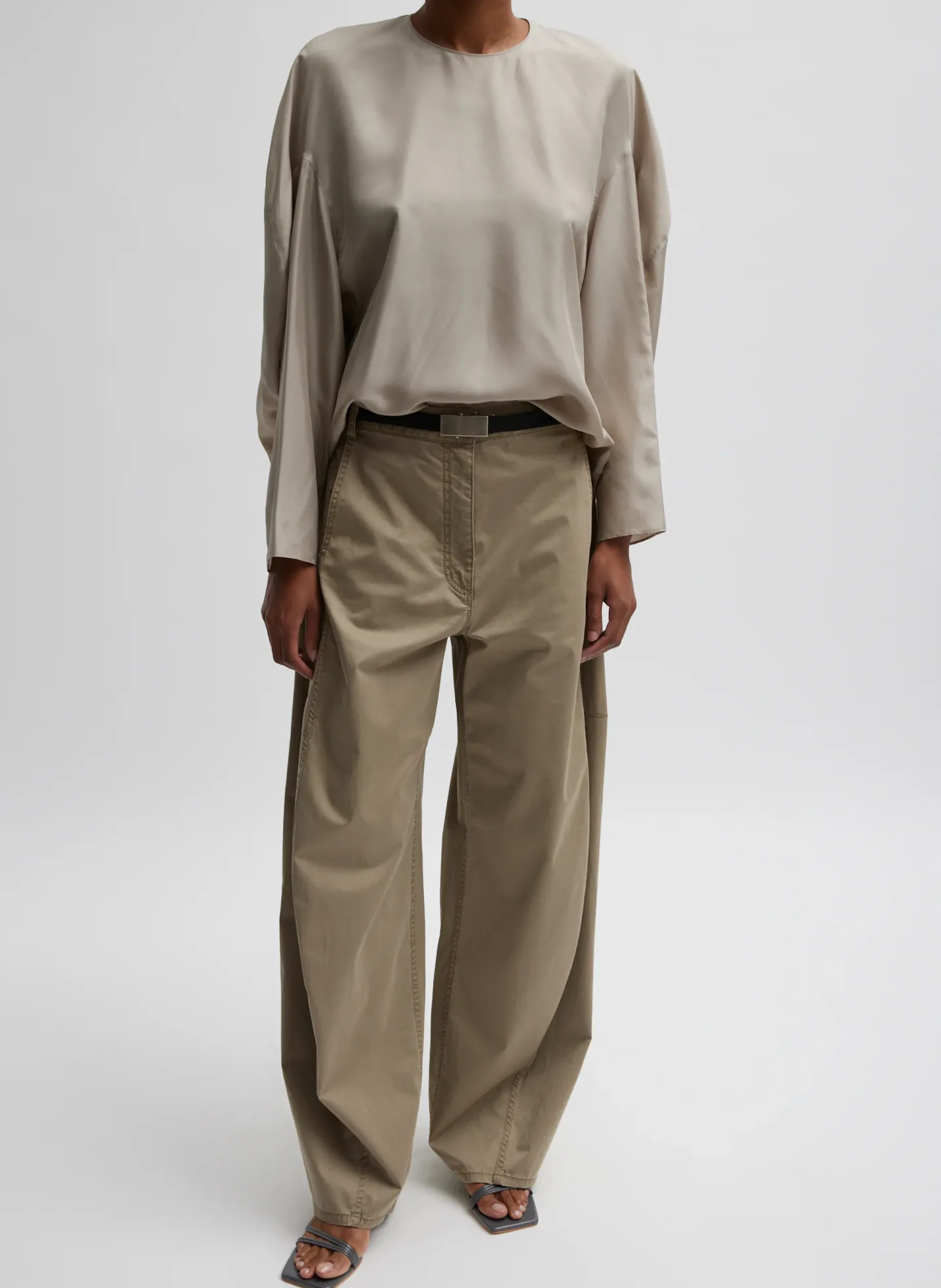 Pants & Shorts>Tibi Garment Dyed Silky Cotton Sid Chino Pant Acorn