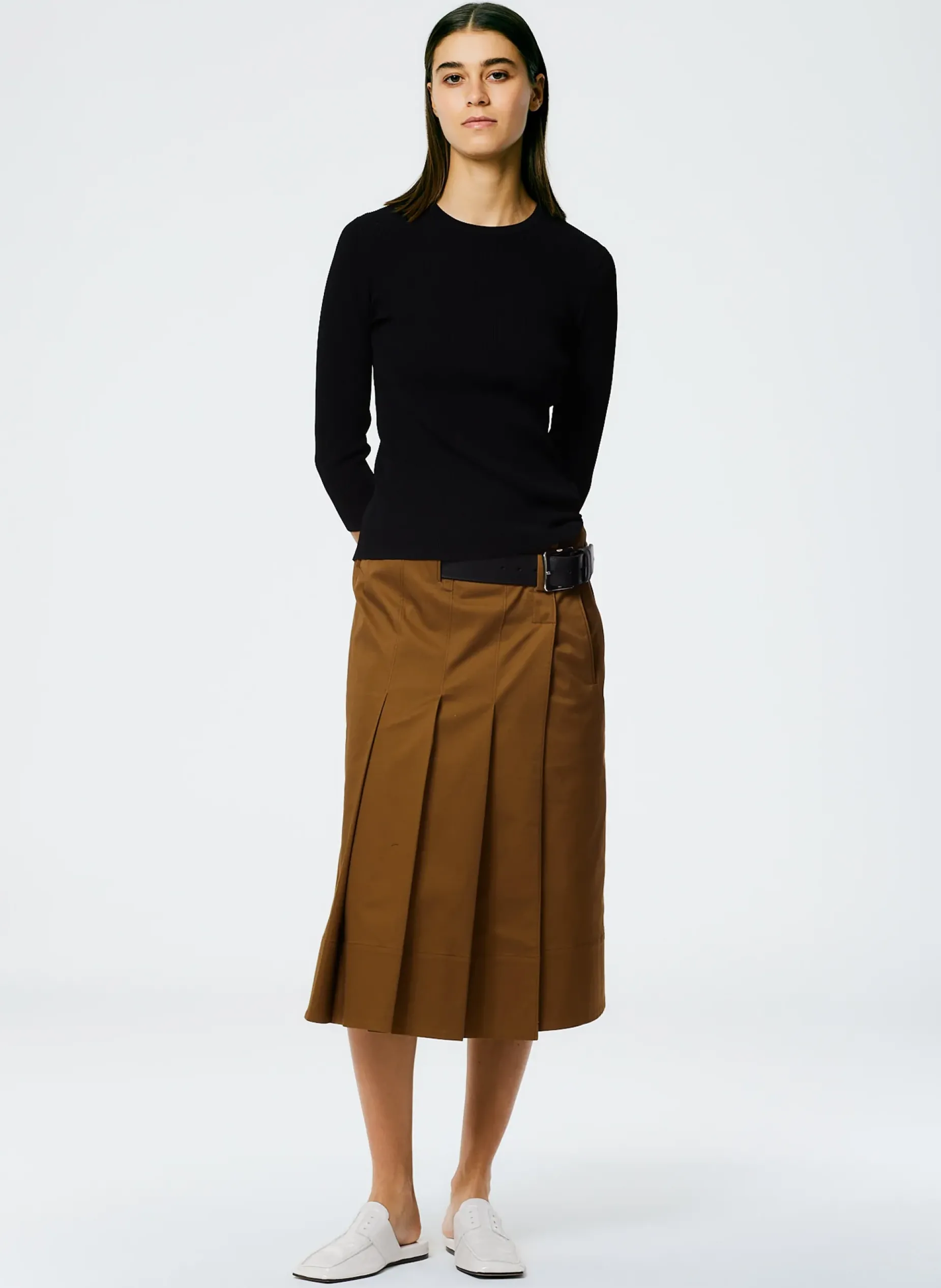 Tops>Tibi Giselle Stretch Sweater Circle Openback Pullover Black