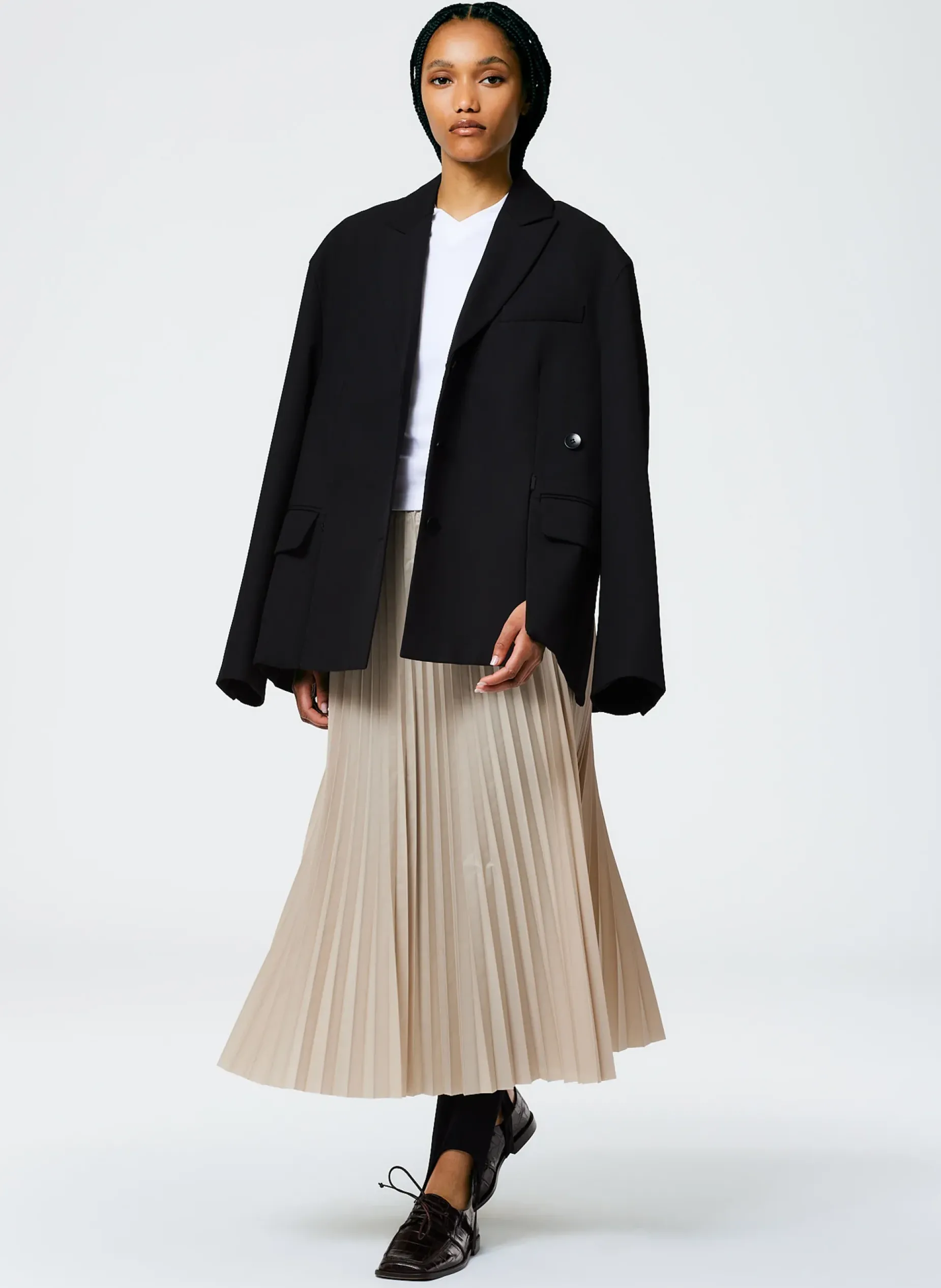 Suits|Jackets & Outerwear>Tibi Grain De Poudre Liam Blazer With Slit Zipper Detail Black