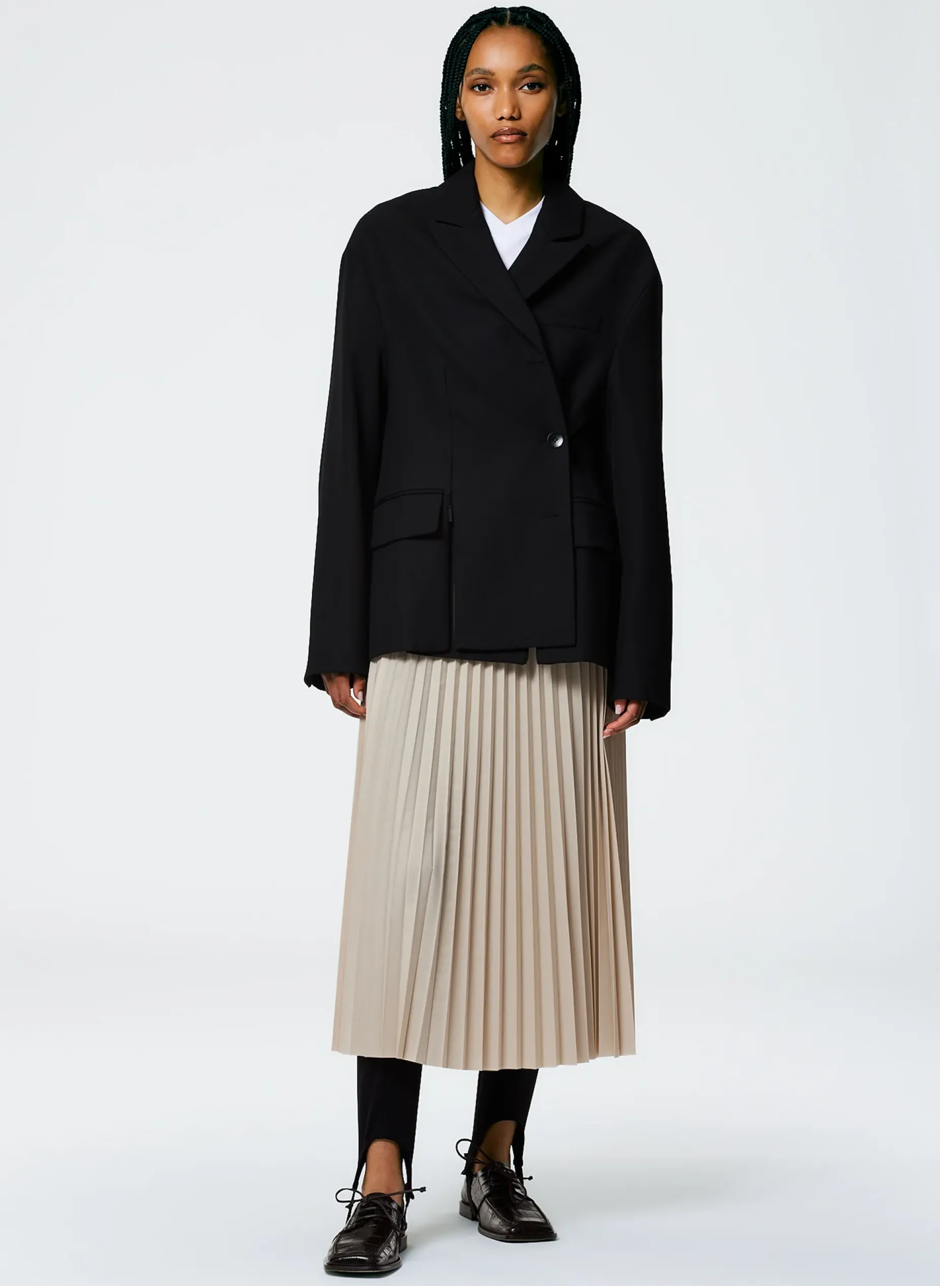 Suits|Jackets & Outerwear>Tibi Grain De Poudre Liam Blazer With Slit Zipper Detail Black