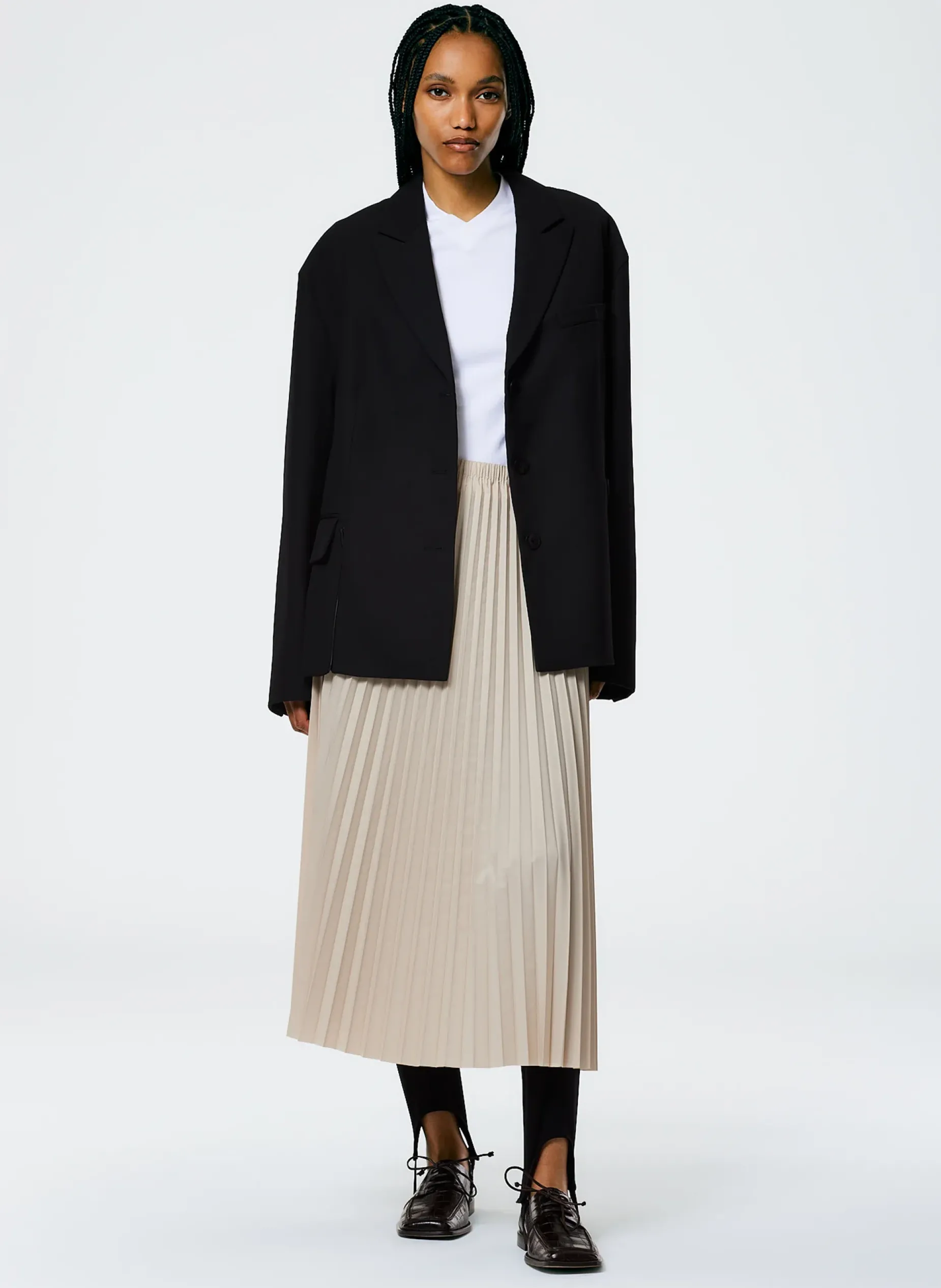 Suits|Jackets & Outerwear>Tibi Grain De Poudre Liam Blazer With Slit Zipper Detail Black
