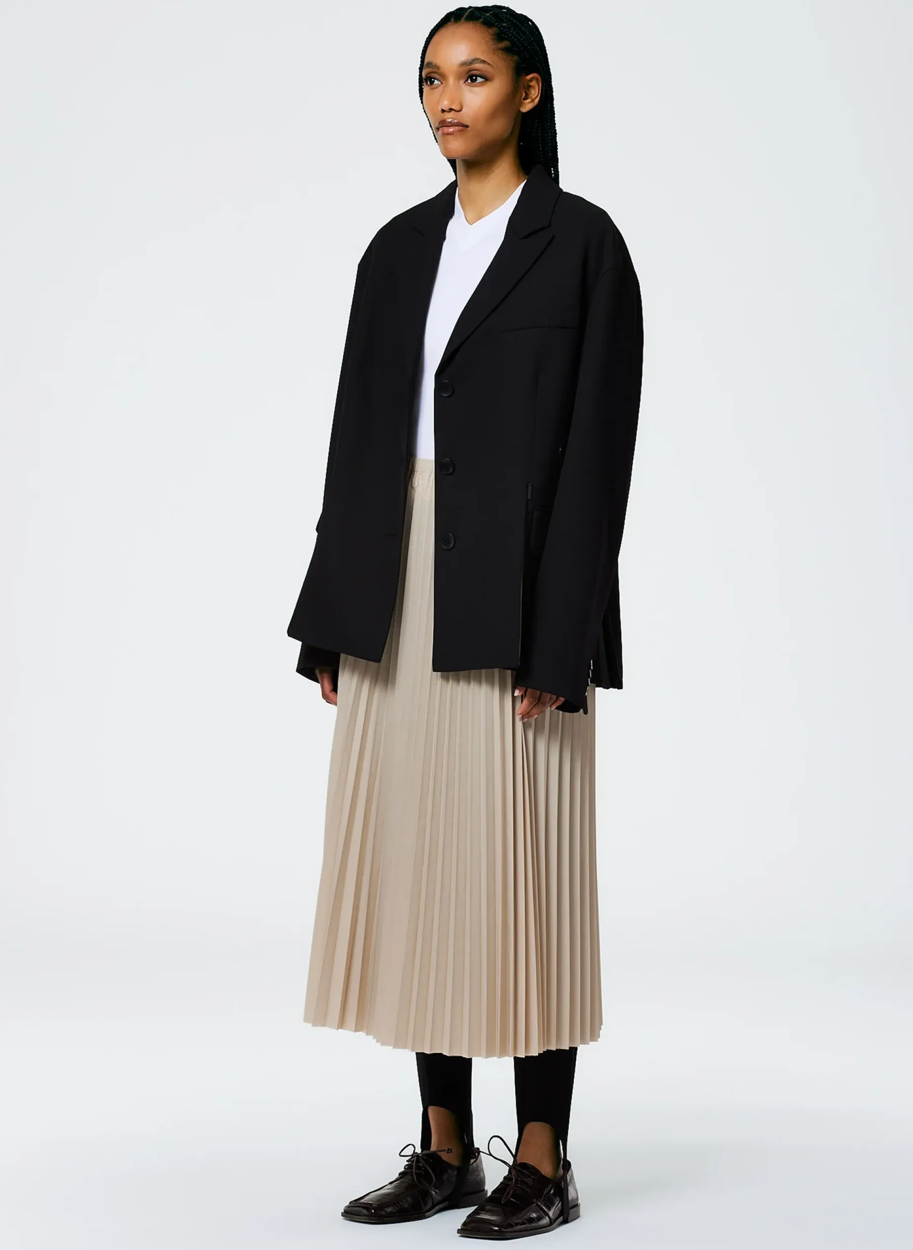 Suits|Jackets & Outerwear>Tibi Grain De Poudre Liam Blazer With Slit Zipper Detail Black