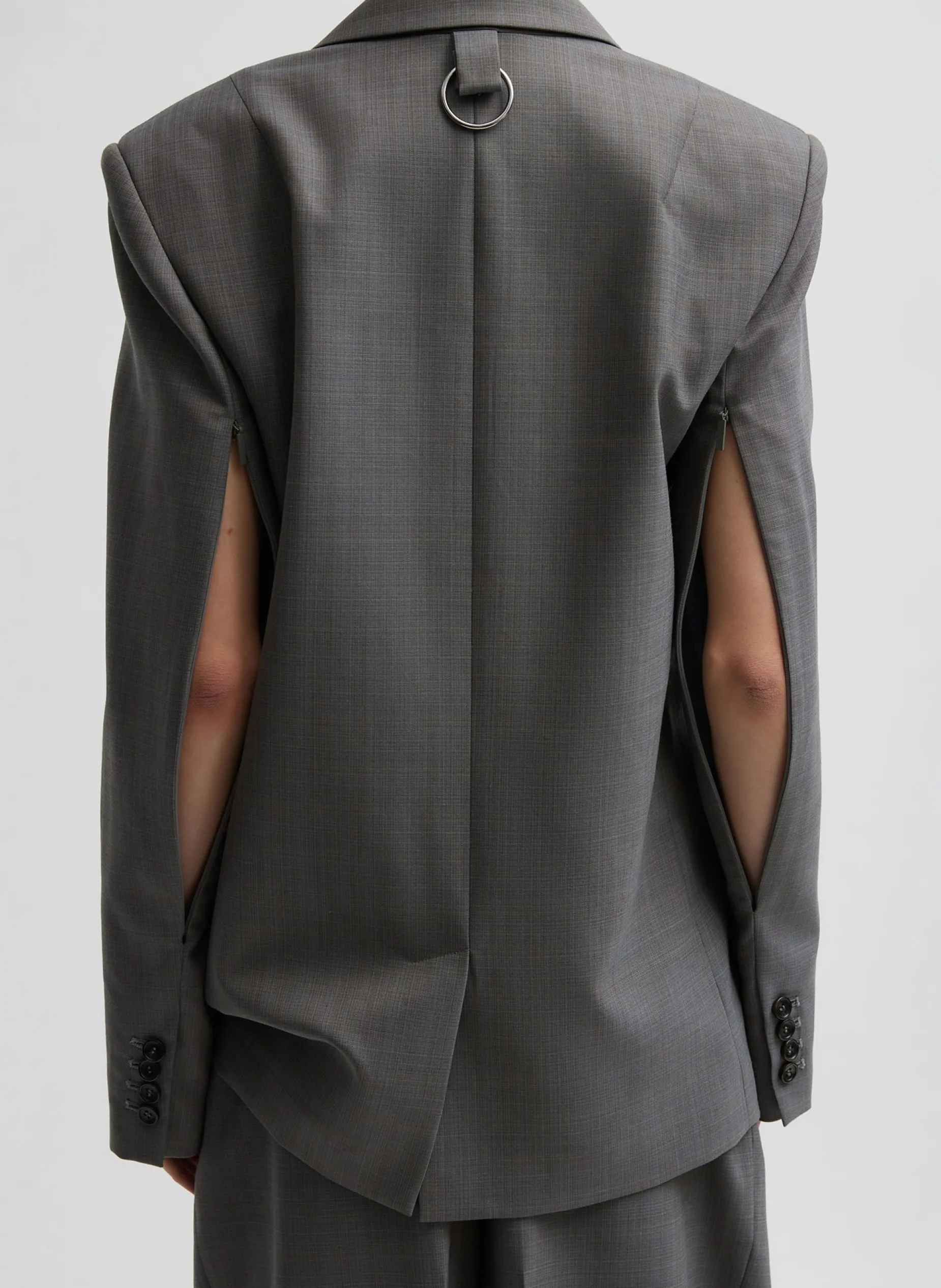 Suits|Jackets & Outerwear>Tibi Grant Suiting Double Breasted Blazer Grey Multi