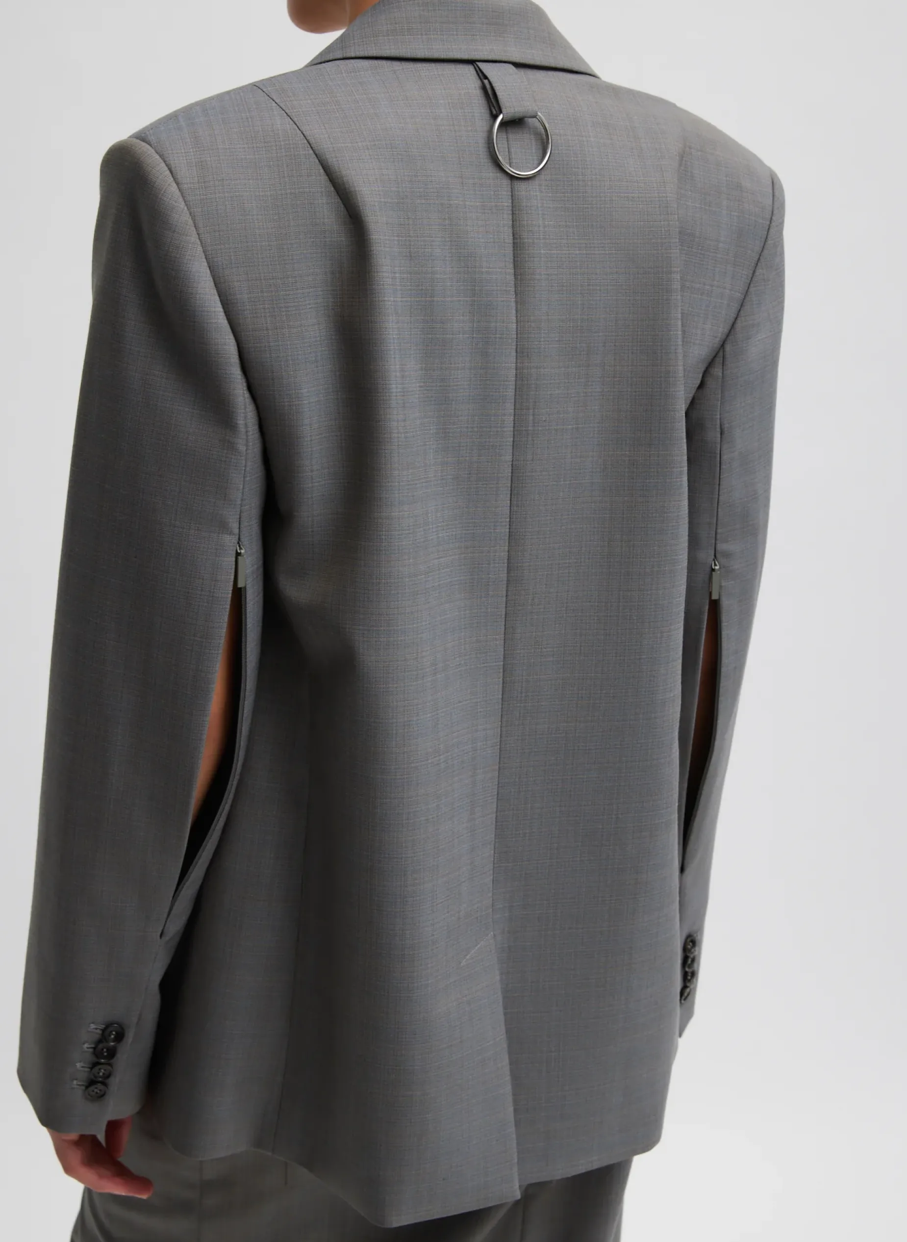 Suits|Jackets & Outerwear>Tibi Grant Suiting Double Breasted Blazer Grey Multi