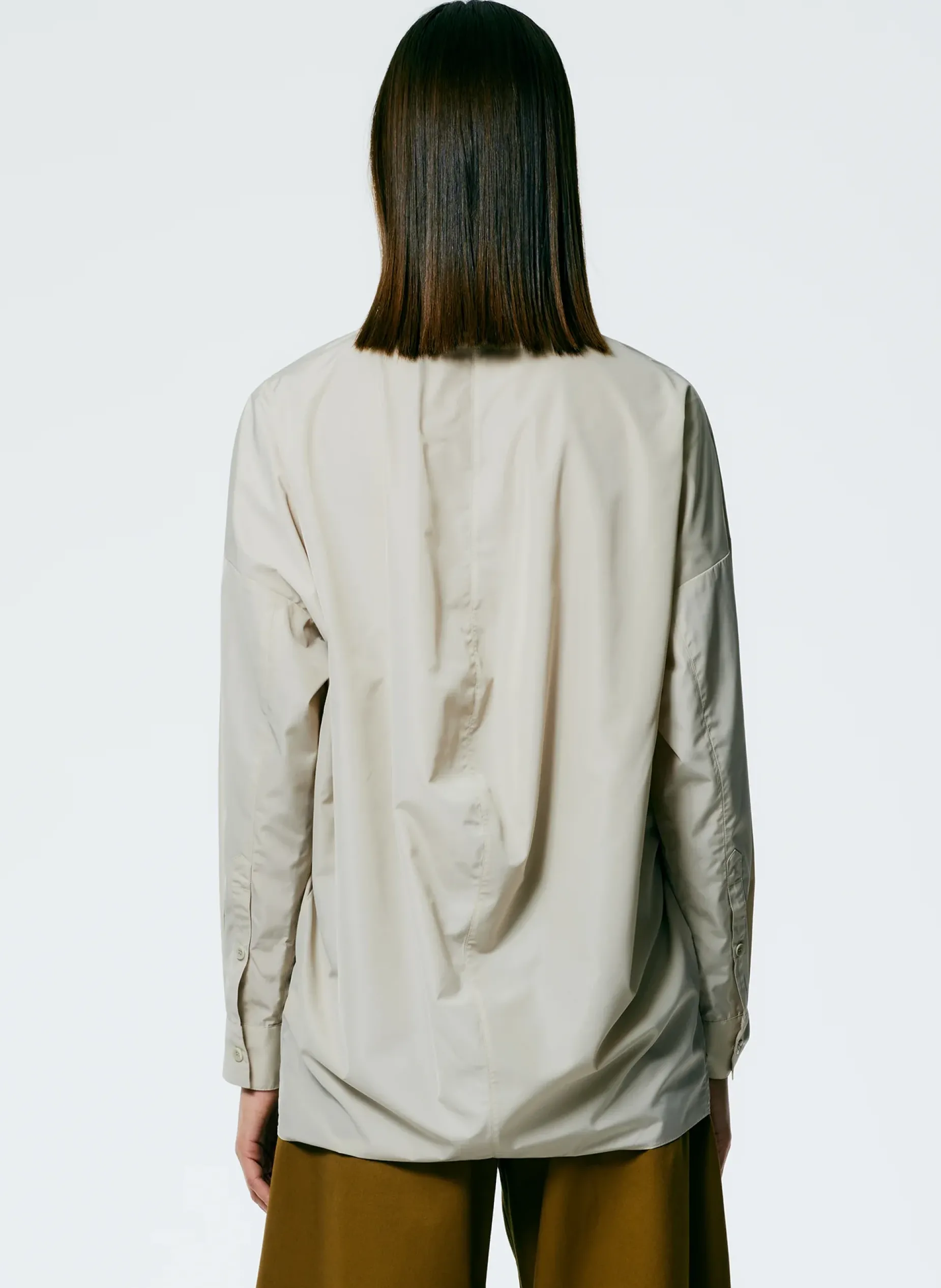 Tops>Tibi Italian Sporty Nylon Cowl Neck Top Ash
