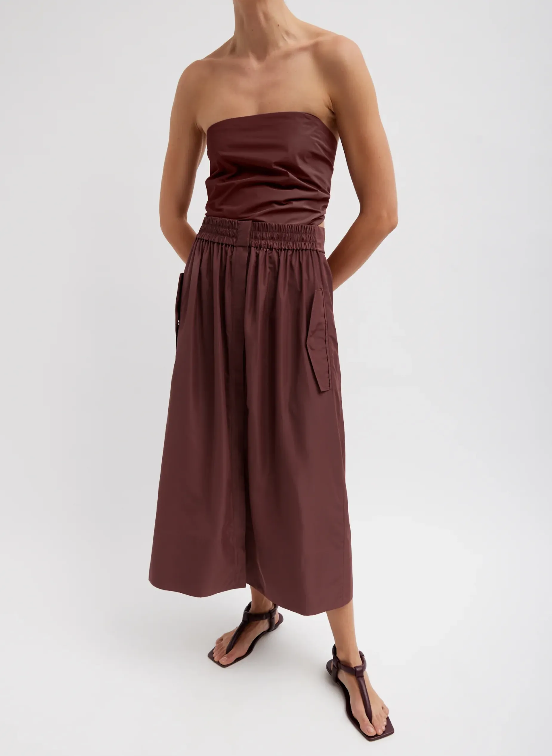 Skirts>Tibi Italian Sporty Nylon Full Skirt Cinnamon