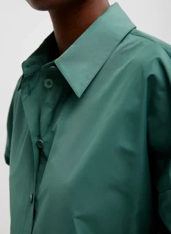 Tops>Tibi Italian Sporty Nylon Shirt With Cocoon Back Dark Hunter Green