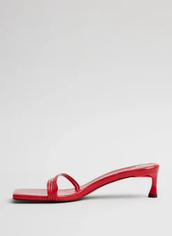 Heels|Sandals>Tibi Jim Naplack Sandal Cherry Red