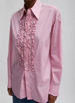 Tops>Tibi Light Weight Cotton Nylon Easy Tuxedo Shirt Pink