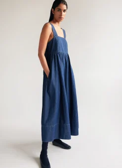 Dresses>Tibi Light Weight Stone Wash Sculpted Dress Dark Enzyme Wash