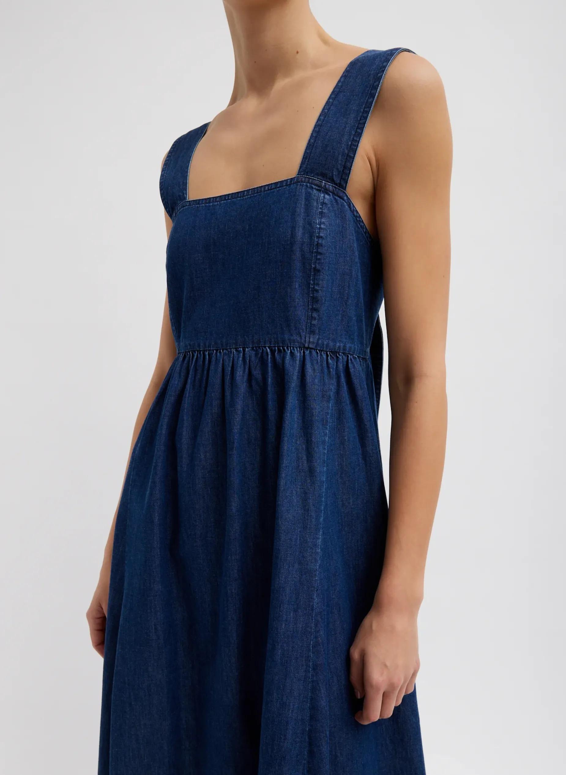 Dresses>Tibi Light Weight Stone Wash Sculpted Dress Dark Enzyme Wash