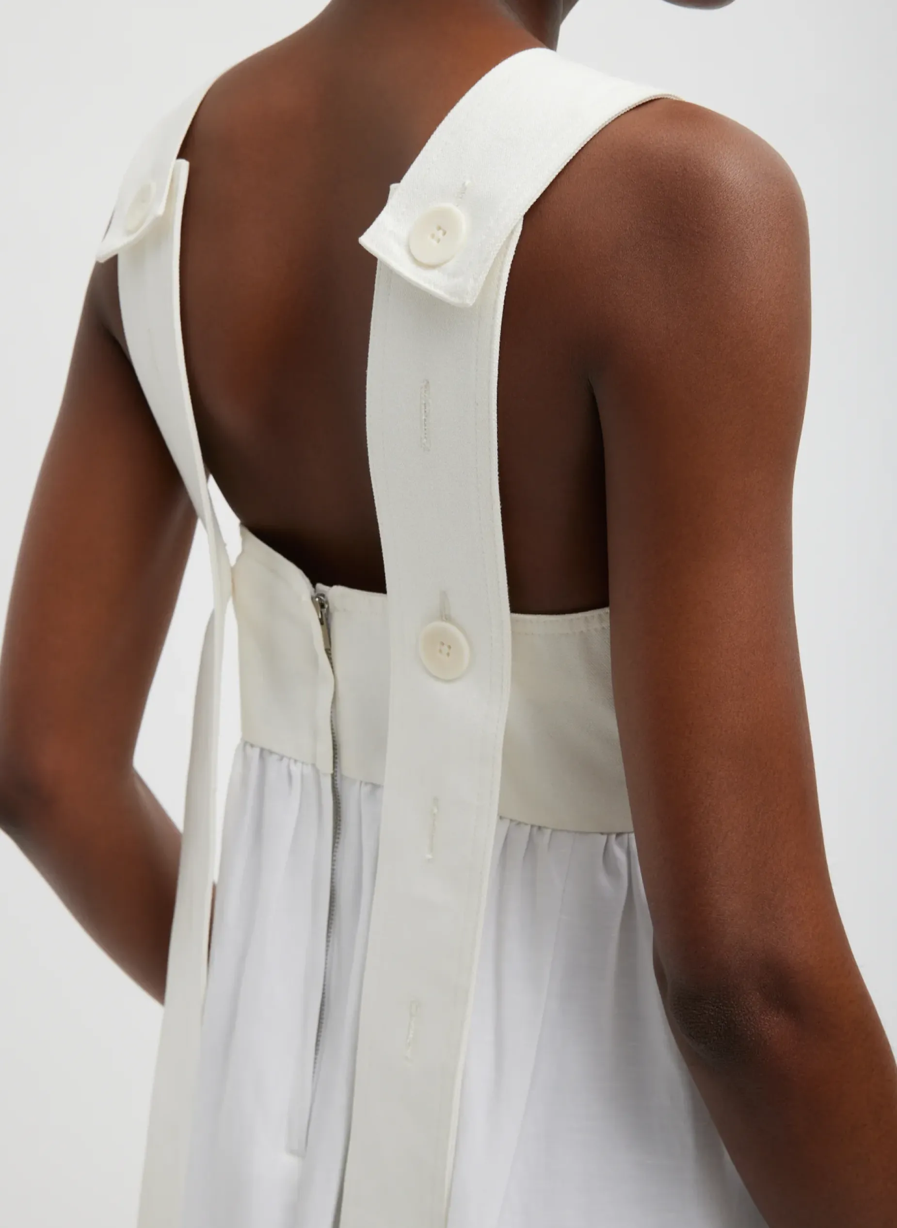 Dresses>Tibi Linen Cotton Voile Sculpted Dress White